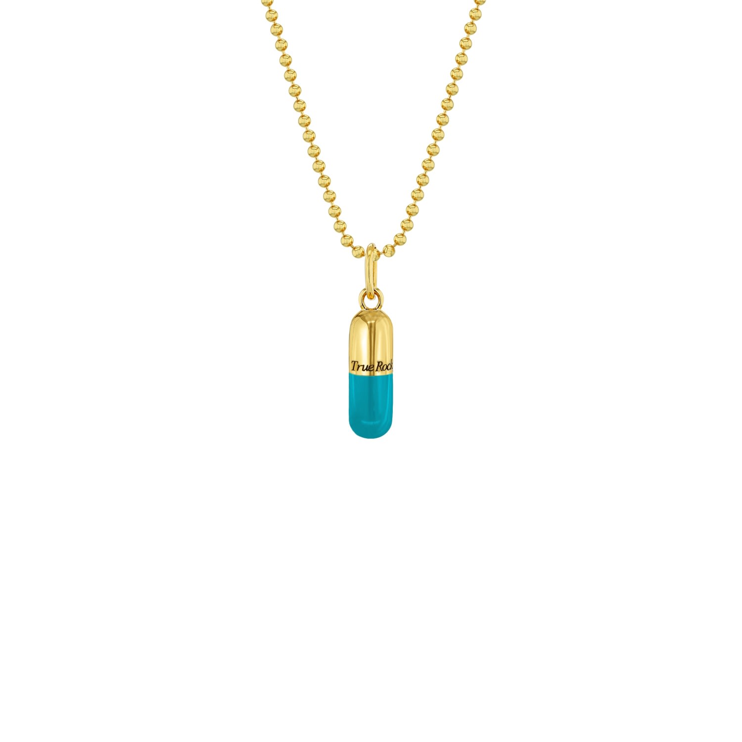 Women’s Gold / Blue Turquoise & 18Kt Gold Plated Small Pill Pendant True Rocks