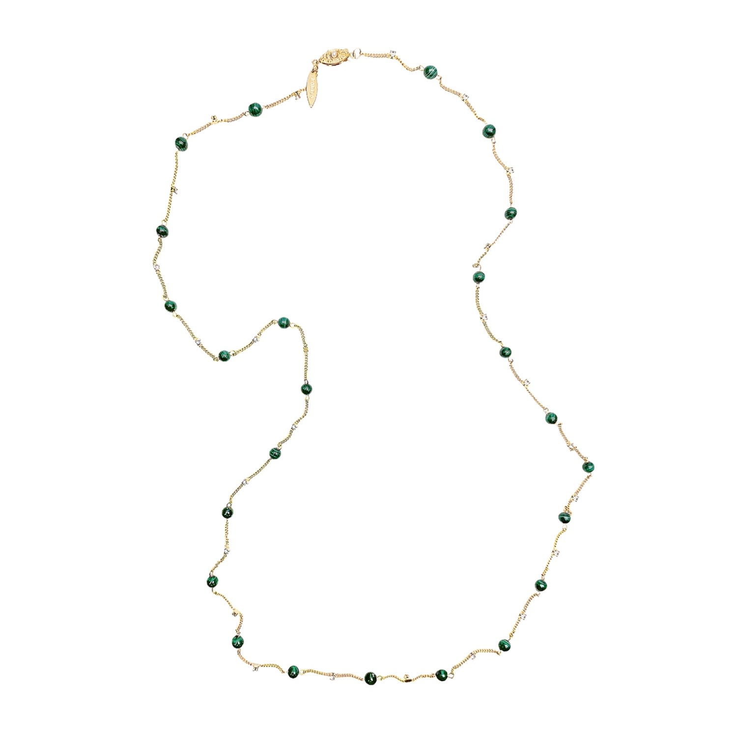 Farra Women's Green Malachite Minimalist Long Necklace