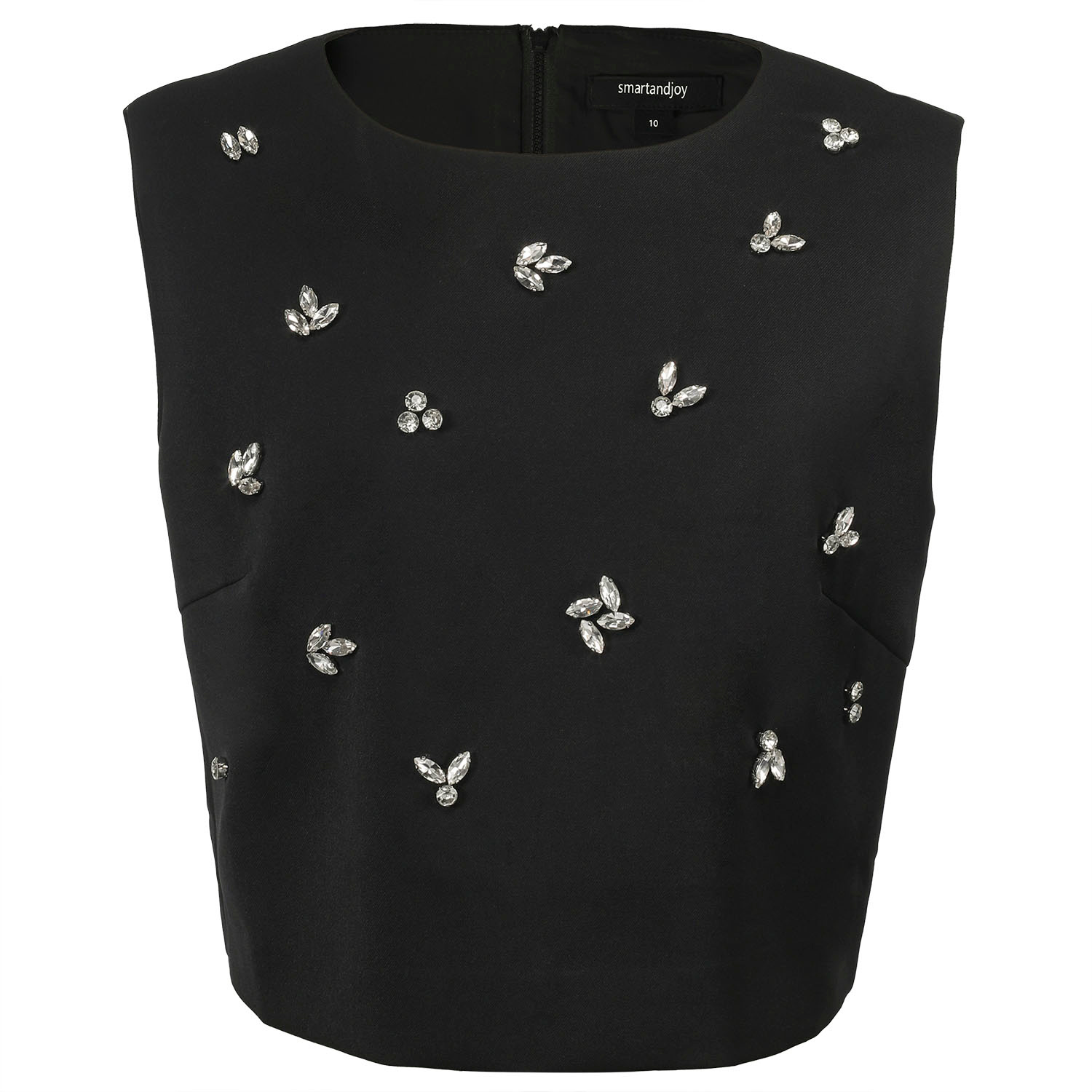 Smart And Joy Women's Sleeveless Embroidered Top - Black In Black