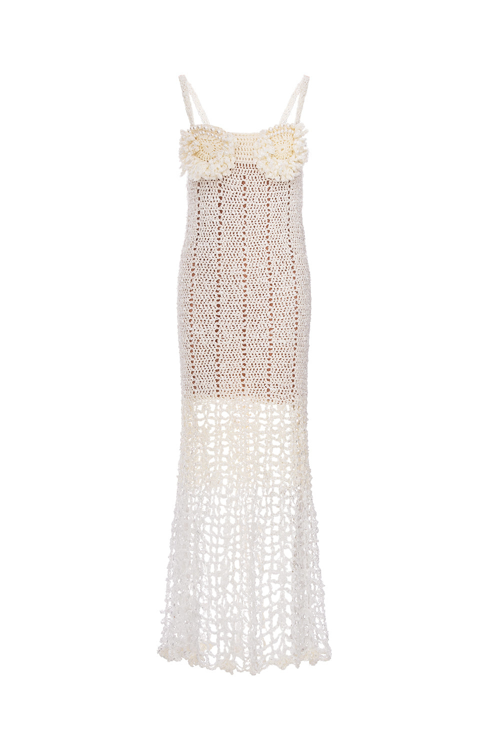 Andreeva Women's Chrysanthemum White Handmade Crochet Dress In White