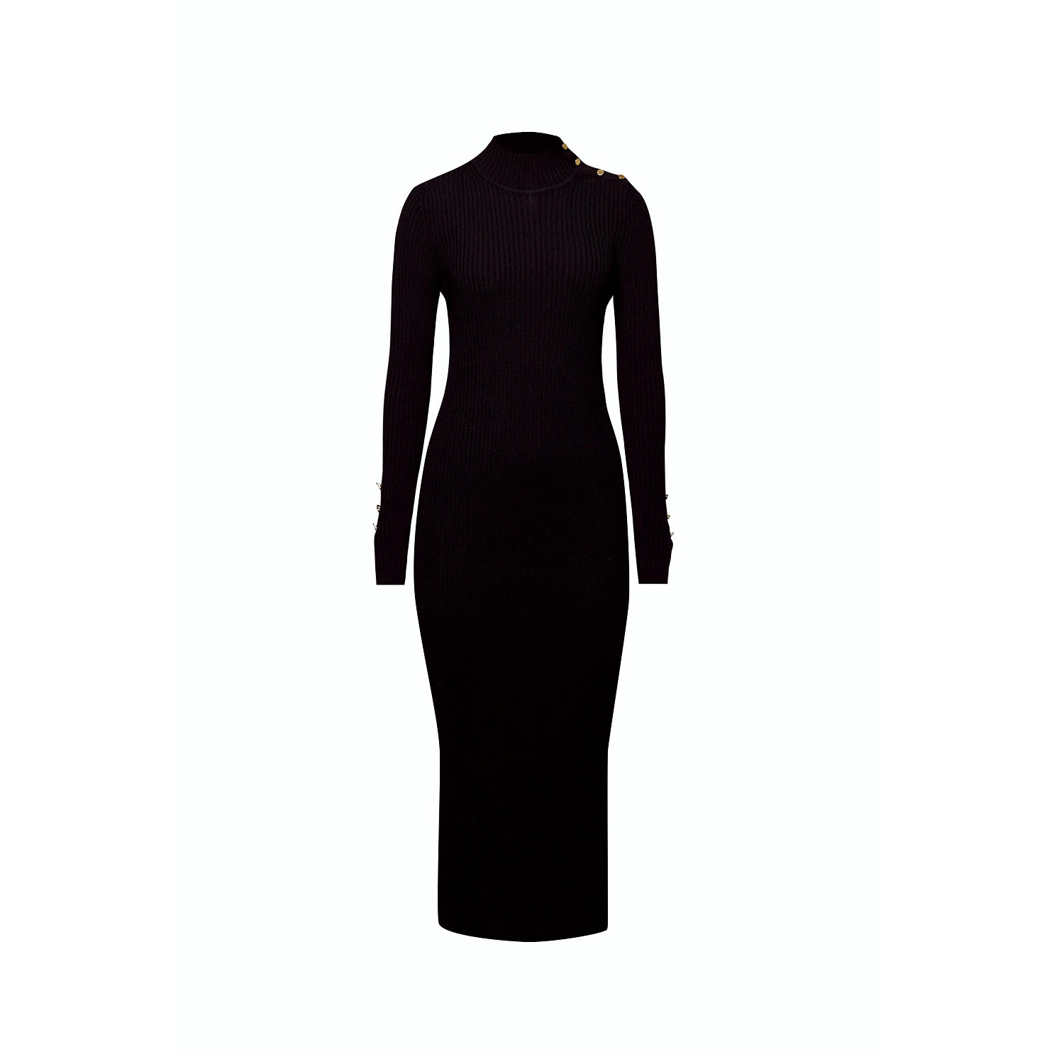 Rumour London Women's Black Adriana Maxi Ribbed Wool Dress