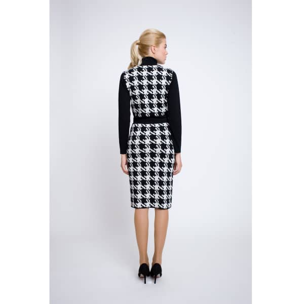 Rumour London Lina Houndstooth Merino Wool Knitted Dress In Knitted