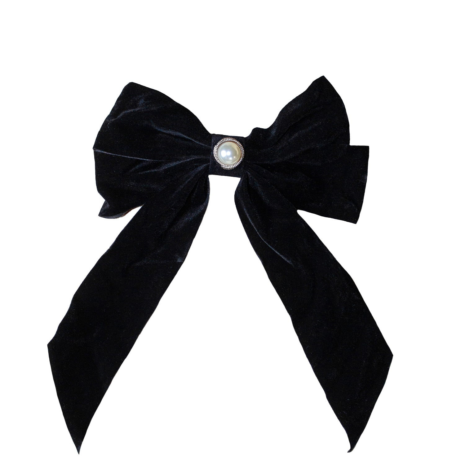 Mayfair Pearls Women's Gold / Black / White Velvet Pearl Bow Clip Hair Accessory In Multi