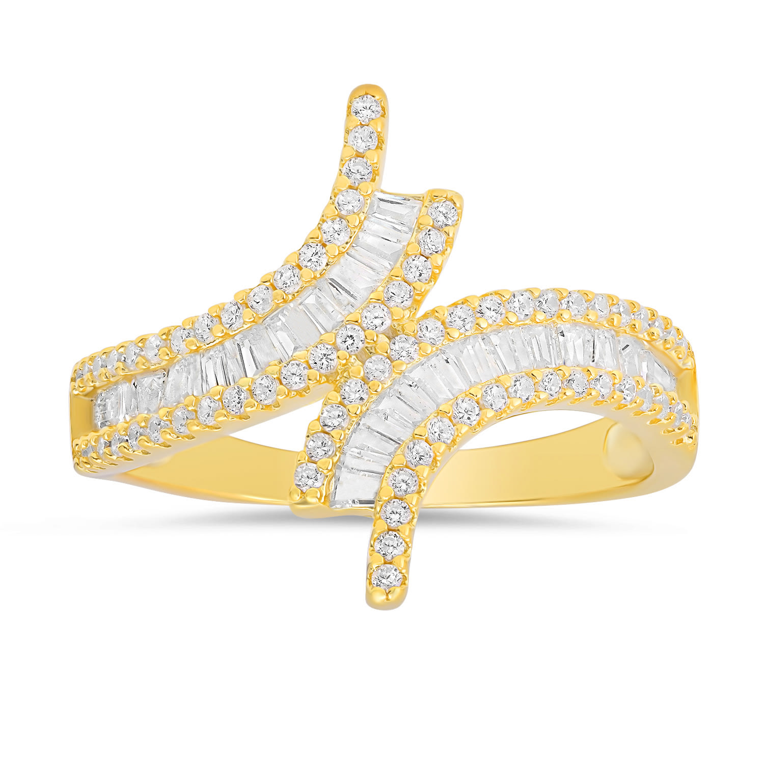 Kylie Harper Women's Gold Diamond Cz Bypass Statement Ring