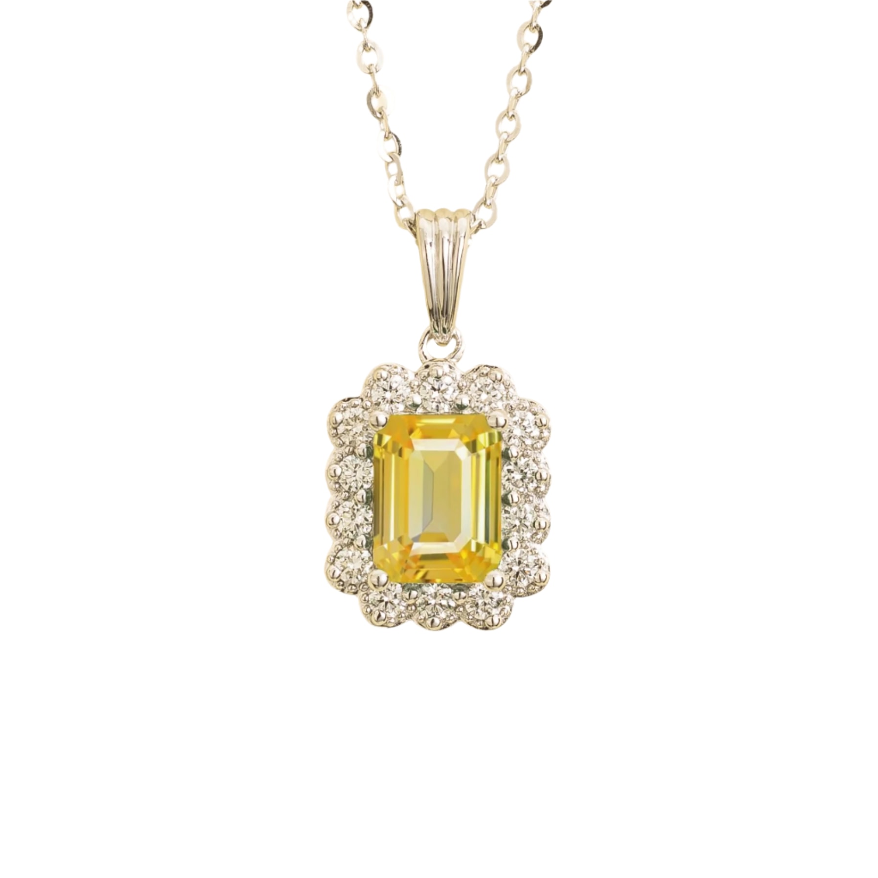 Juvetti Women's Yellow / Orange / Silver Verda White Gold Necklace In Yellow Sapphire & Diamonds
