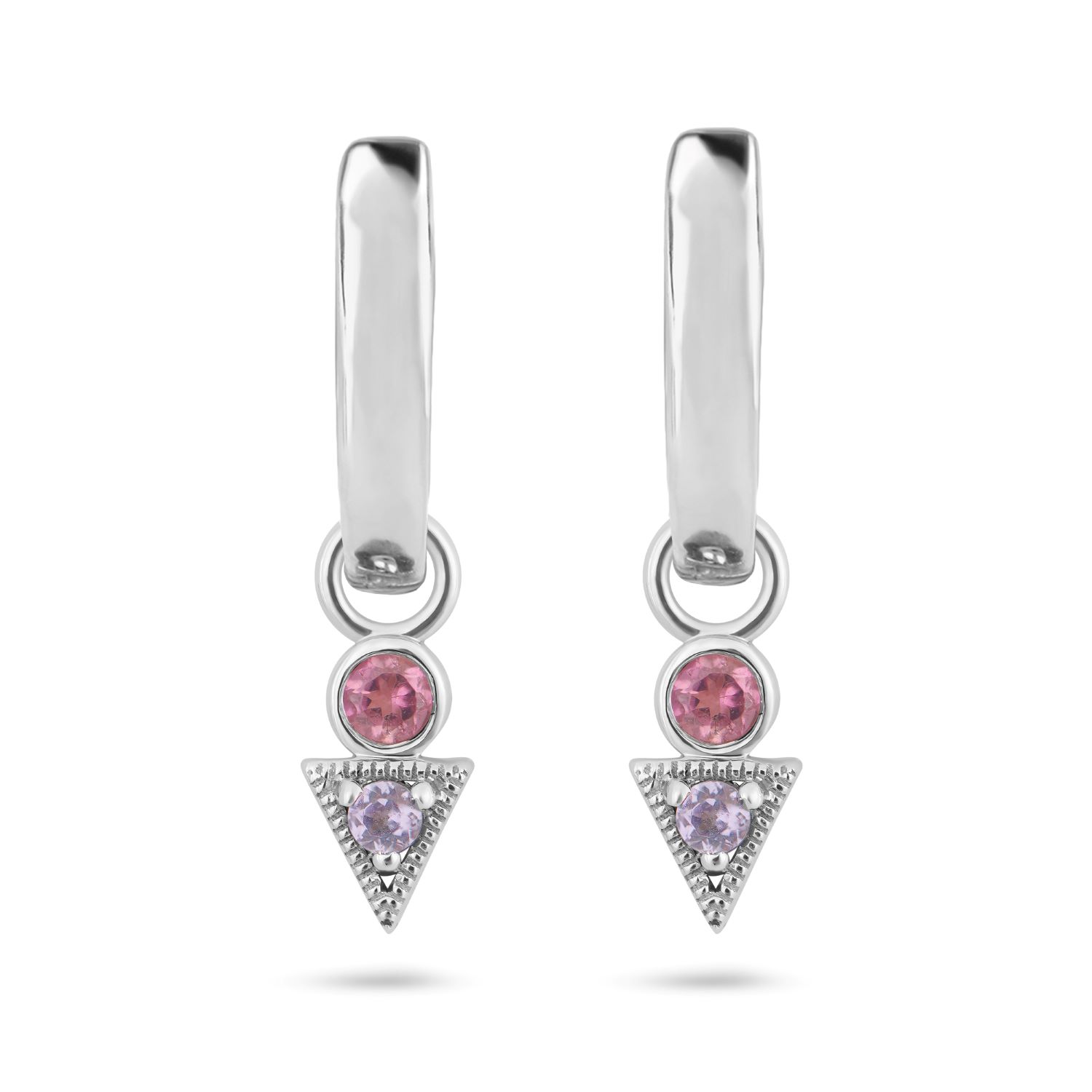Zohreh V. Jewellery Women's Pink / Purple / Silver Pink Tourmaline & Tanzanite Geo Hoop Earrings Sterling Silver