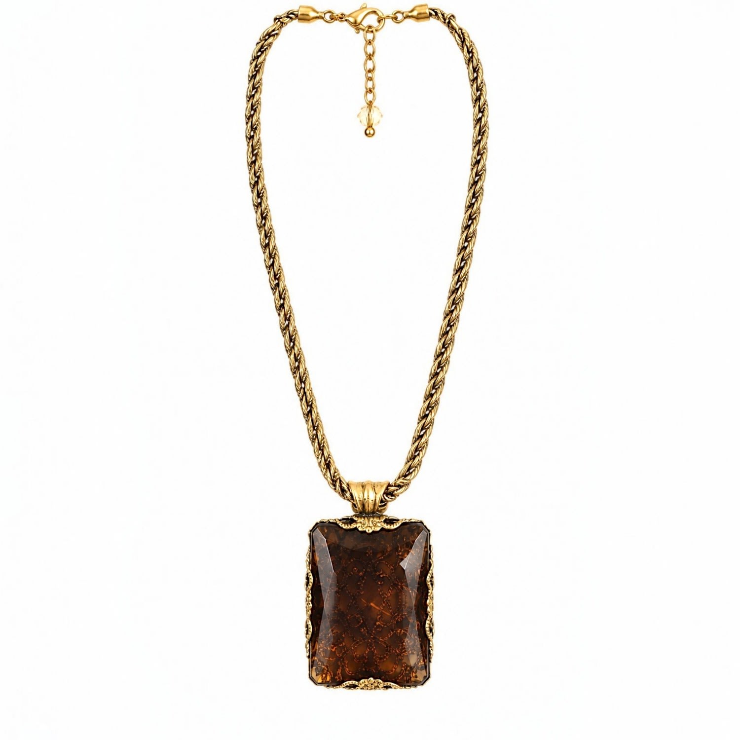 Vstyle Women's Brown Smoky Cognac Crystal Filigree Pendant Necklace