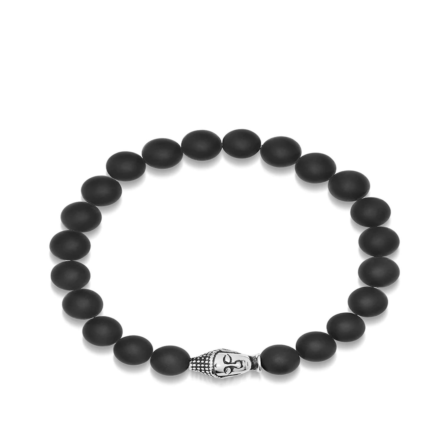 Black Men’s Wristband With Matte Onyx And Buddha Nialaya