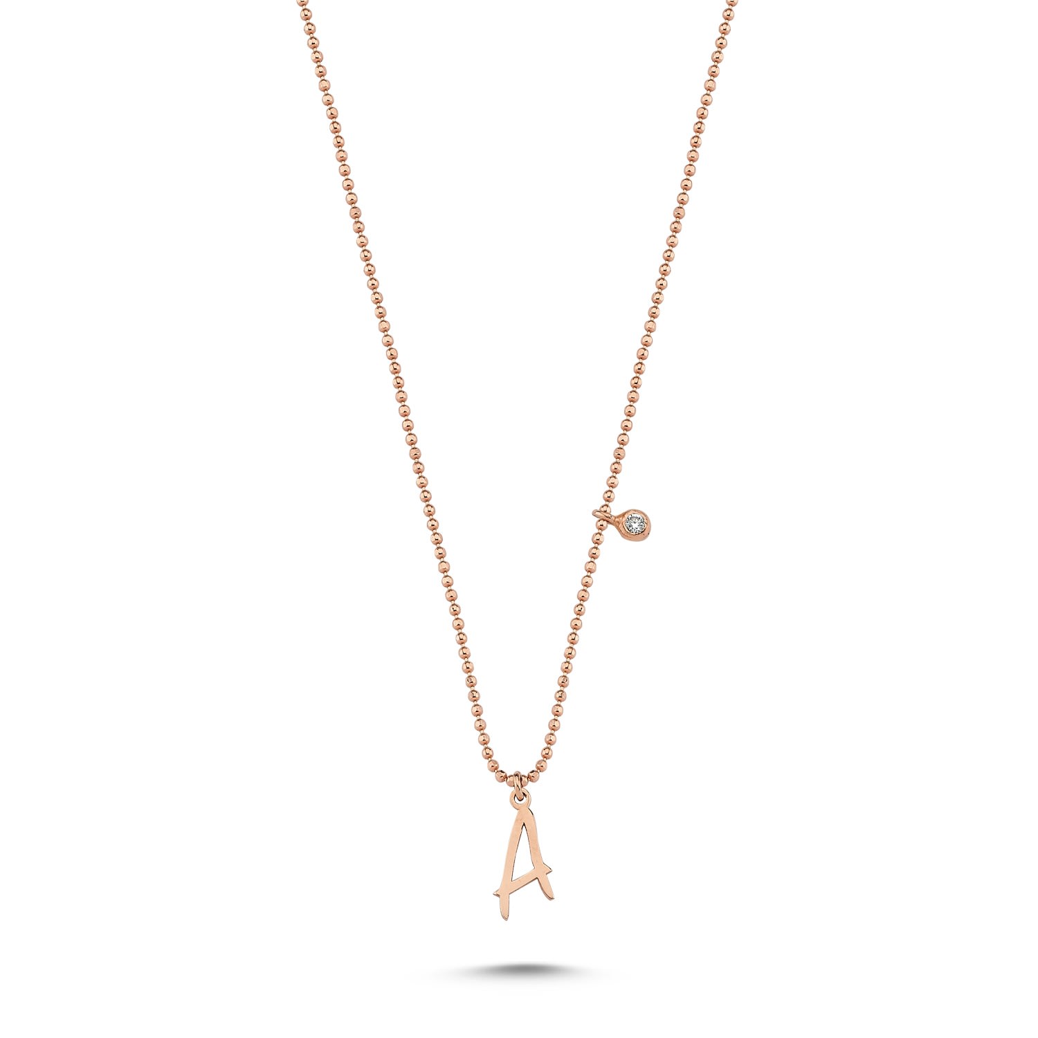 Women’s Rose Gold Initials Single Diamond Necklace A To Z Ecce