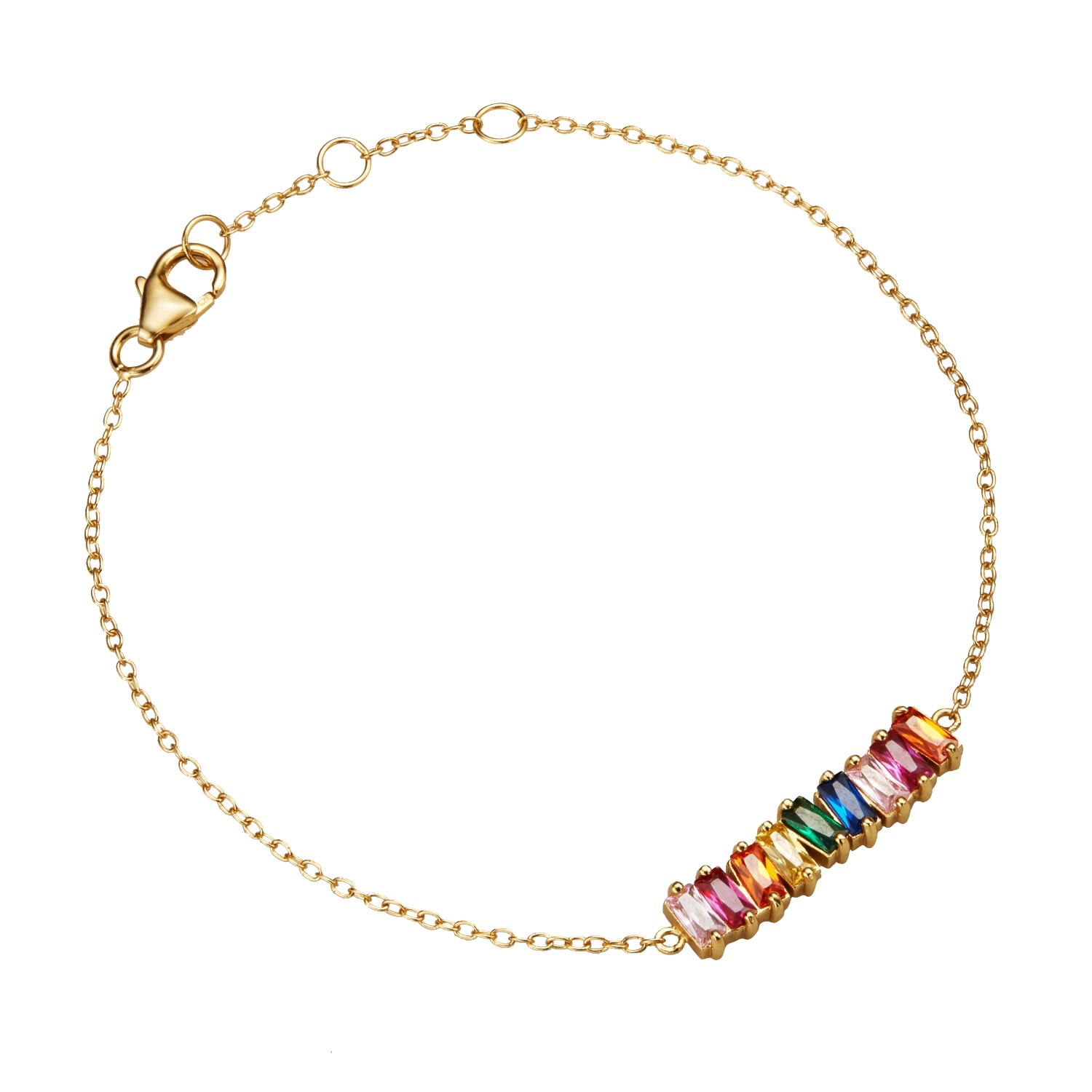Lily & Roo Women's Gold Rainbow Gemstone Cluster Bracelet In Gold