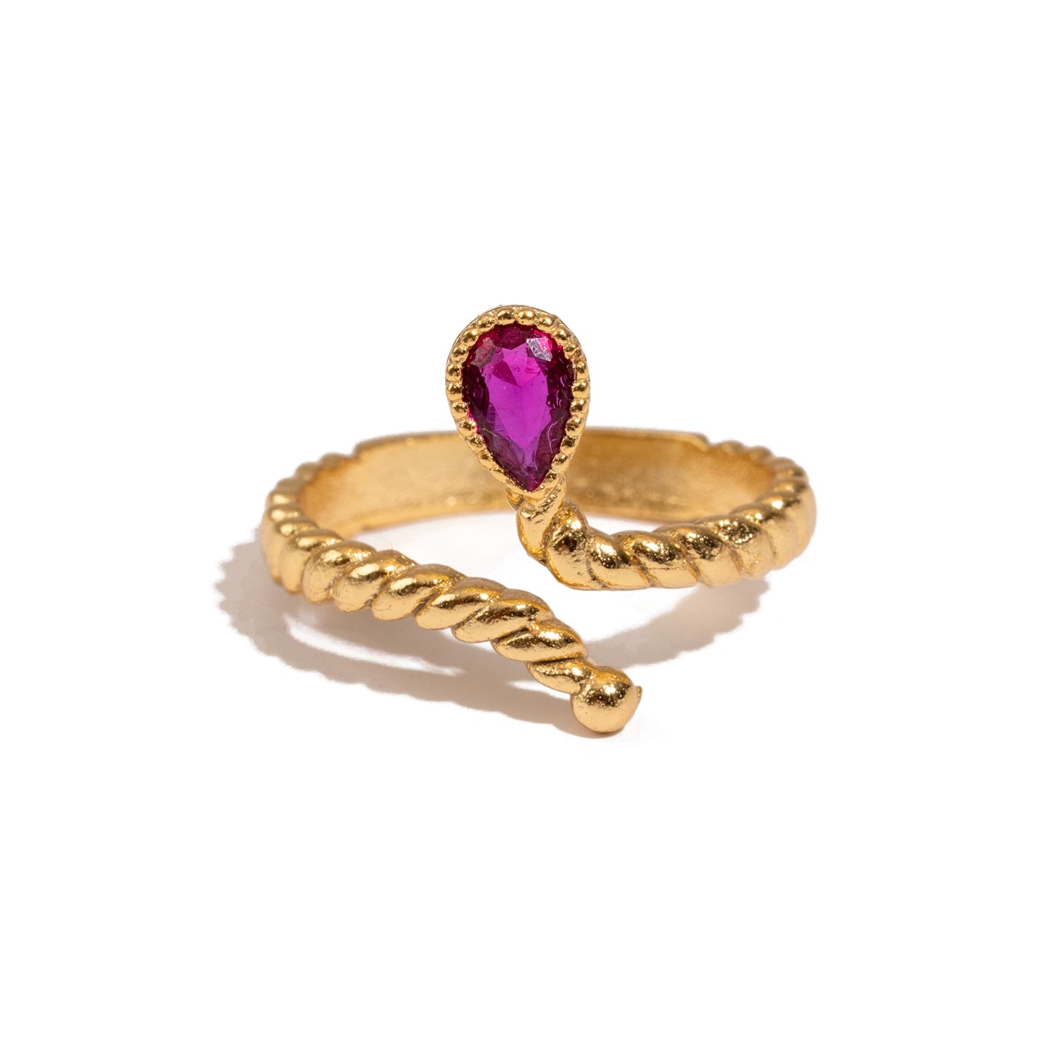 Ebru Jewelry Women's Gold / Pink Passion Teardrop Ruby Gold Adjustable Ring - Pink In Brown