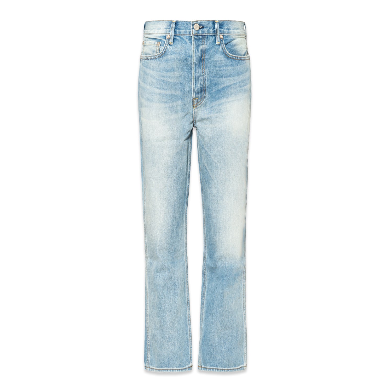 Noend Denim Blue Claude Crop High Rise Straight Jeans In Highland In Blue