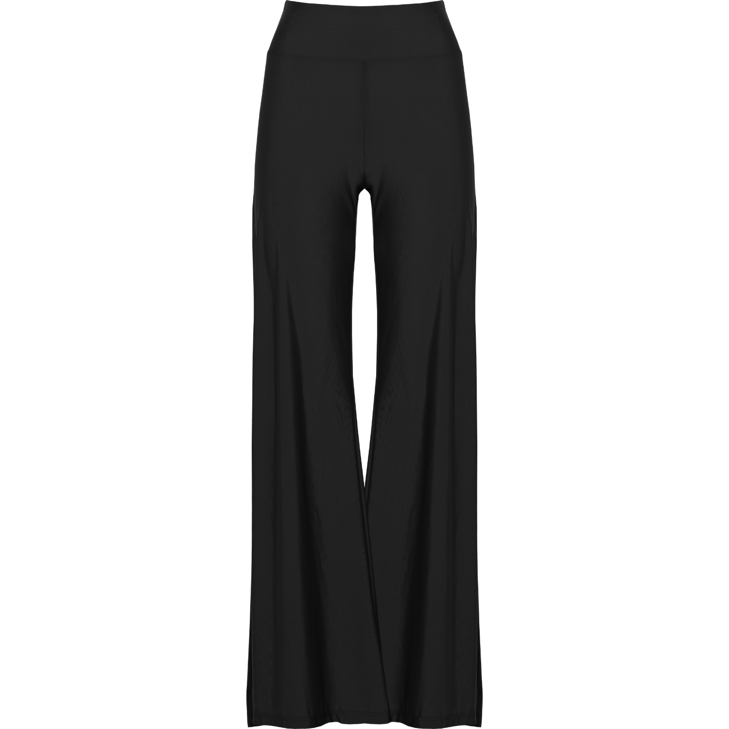 Antoninias Women's Cleo High Waisted Stretch Wide Leg Pants With Side Slit In Black