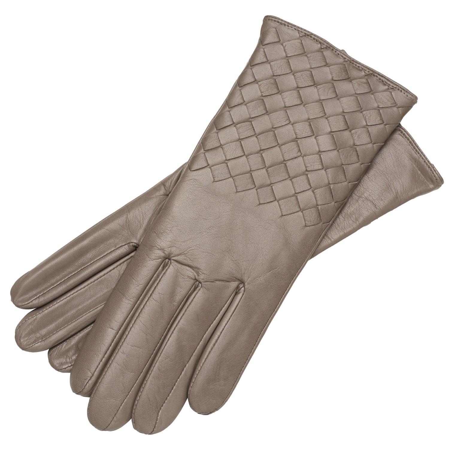 1861 Glove Manufactory Trani - Women's Woven Leather Gloves In Grey In Grey