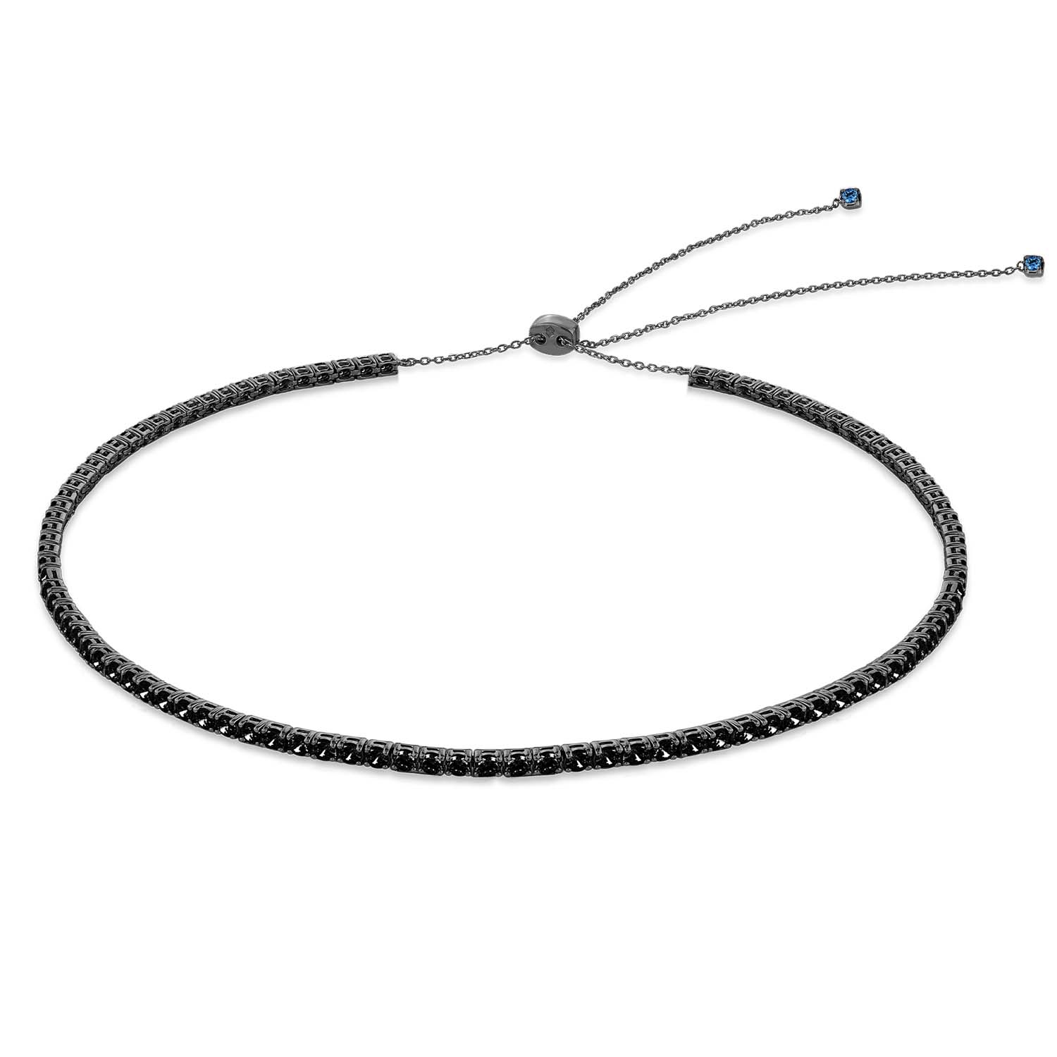 Sally Skoufis Men's Black / Blue Rebel Chain Necklace With Man Made Sapphire & Cz Diamond Stimulant In Sterling Si In Multi