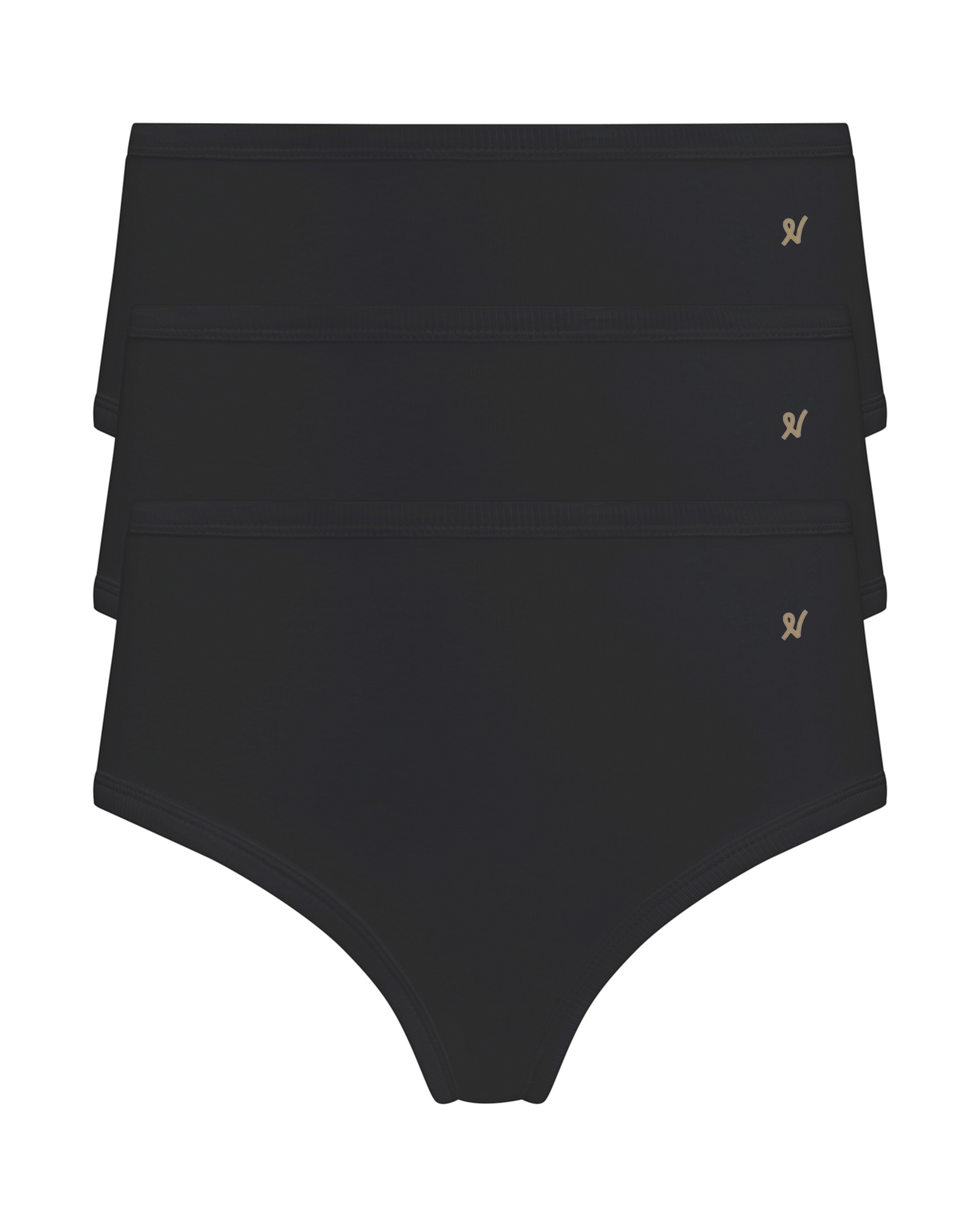 Nudea Women's The Organic Cotton Midi Brief Three Pack - Black In Black