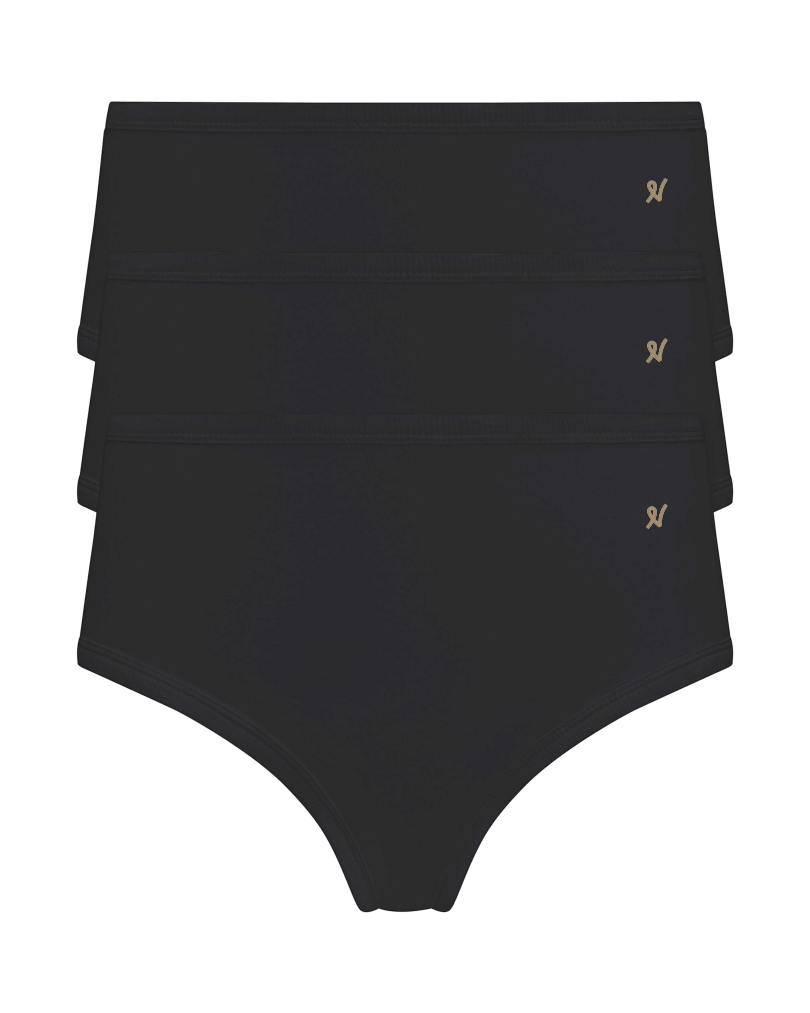 Nudea Women's The Organic Cotton Midi Brief Three Pack - Black