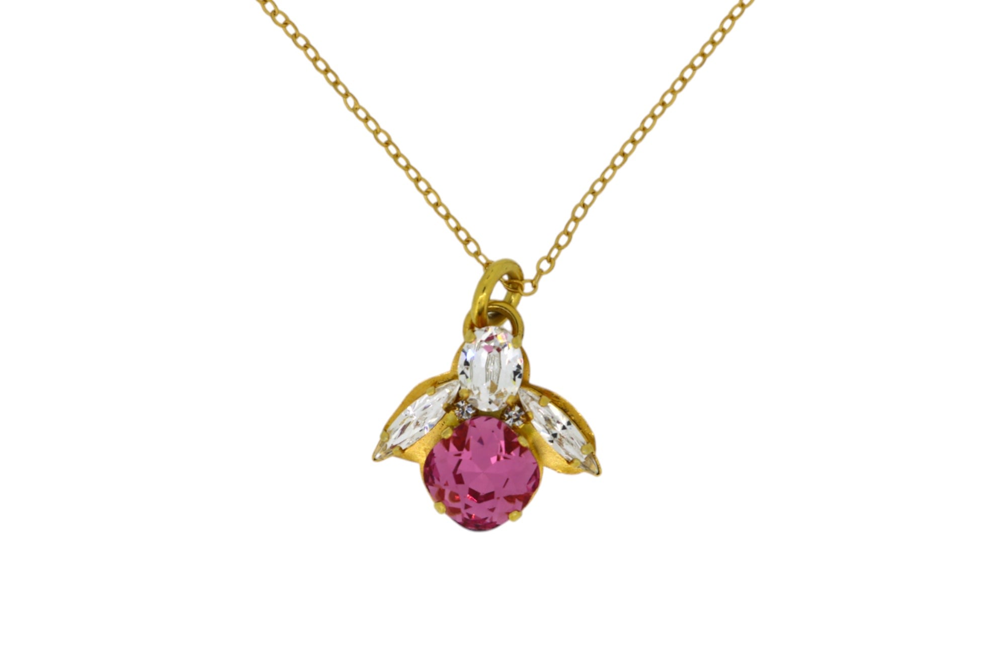 Vickisarge Women's The Pink Bee Necklace In Gold - Long In Pink