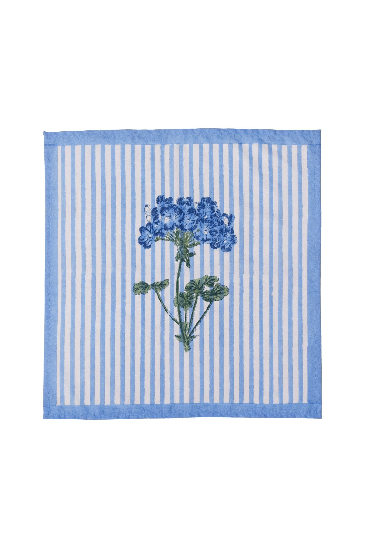 Inner Child Blue / White Blue Hydrangea Blockprint Napkins, Set Of Four