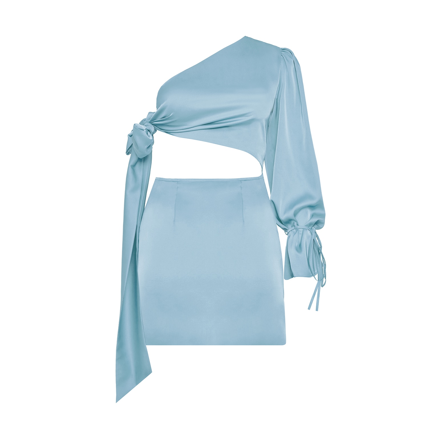 Avenue 8 Women's One Sleeve Side Knot Mini Dress - Baby Blue In Blue