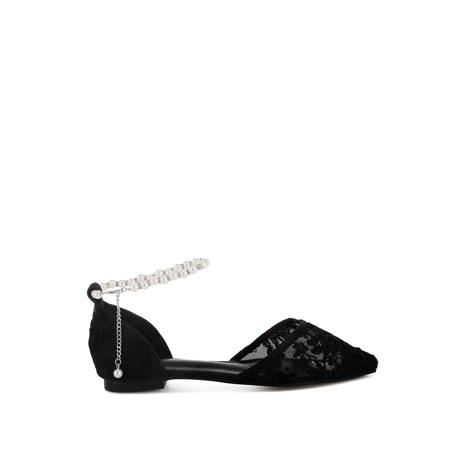 Rag & Co Women's Shrami Pearl & Rhinestone Strap Flat Sandals In Black In Black