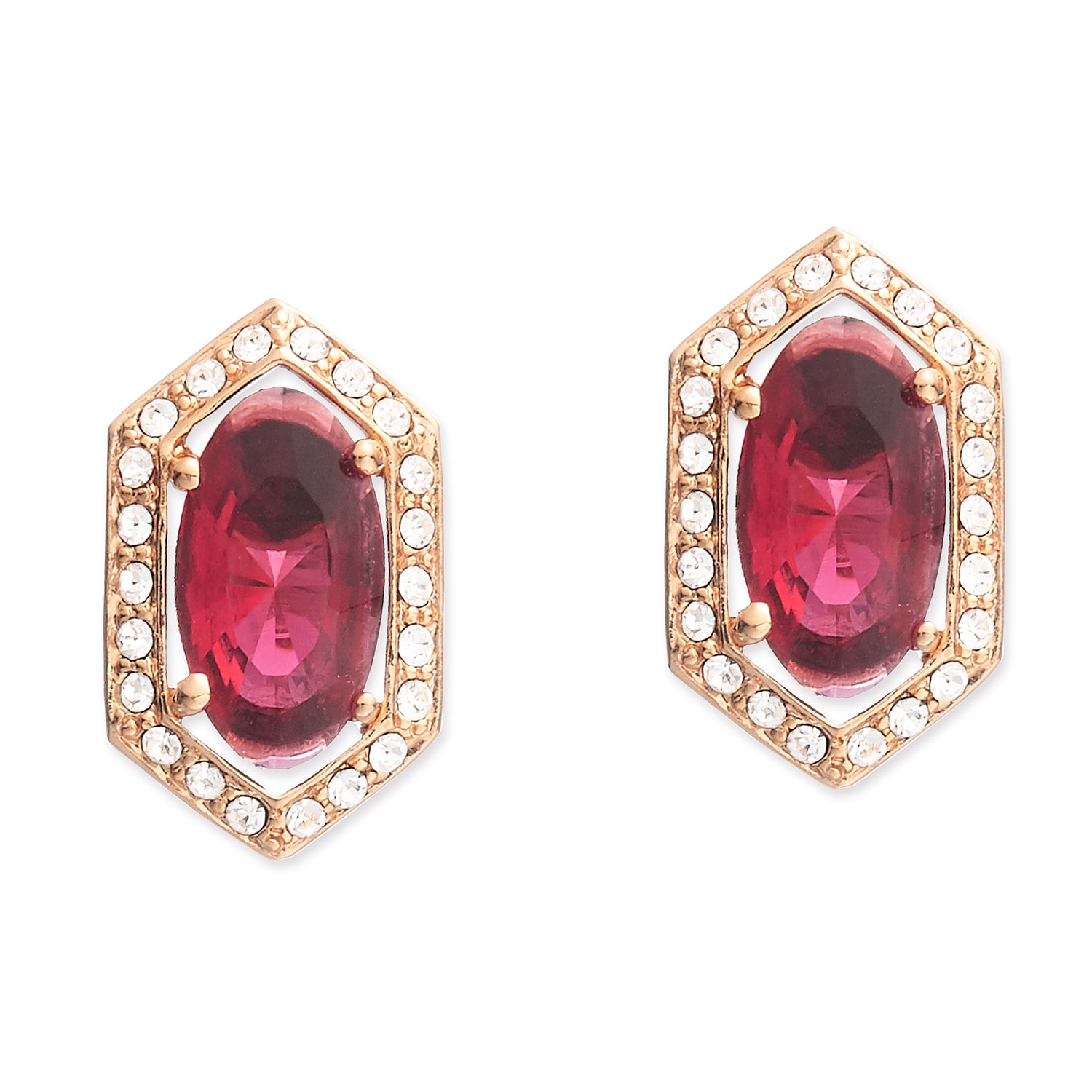 Grossé Women's Gold / Red Gold & Red Crystal Clip On Earrings, Series Jelly Beans