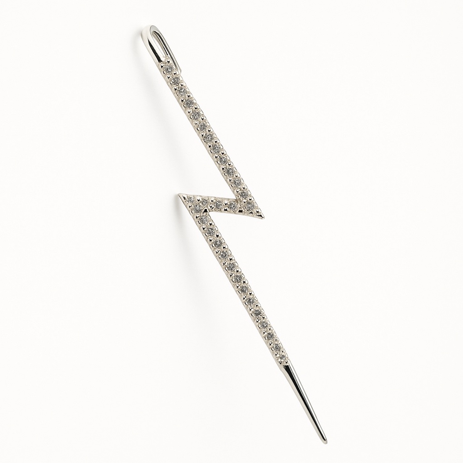 Women&rsquo;s Sterling Silver Lightning Bolt And Crystal Ear Cuff/ Earring | Kaizarin