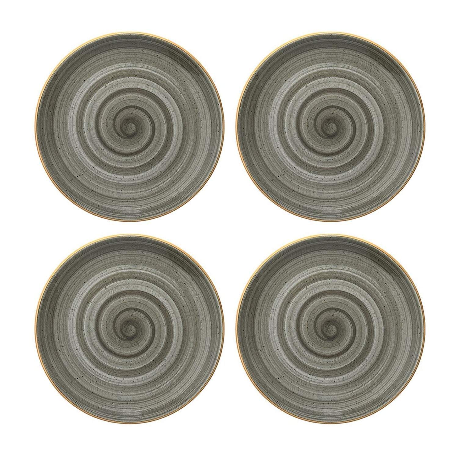Turgla Home Space Round Grey Porcelain Dinner Plate Set Of Four