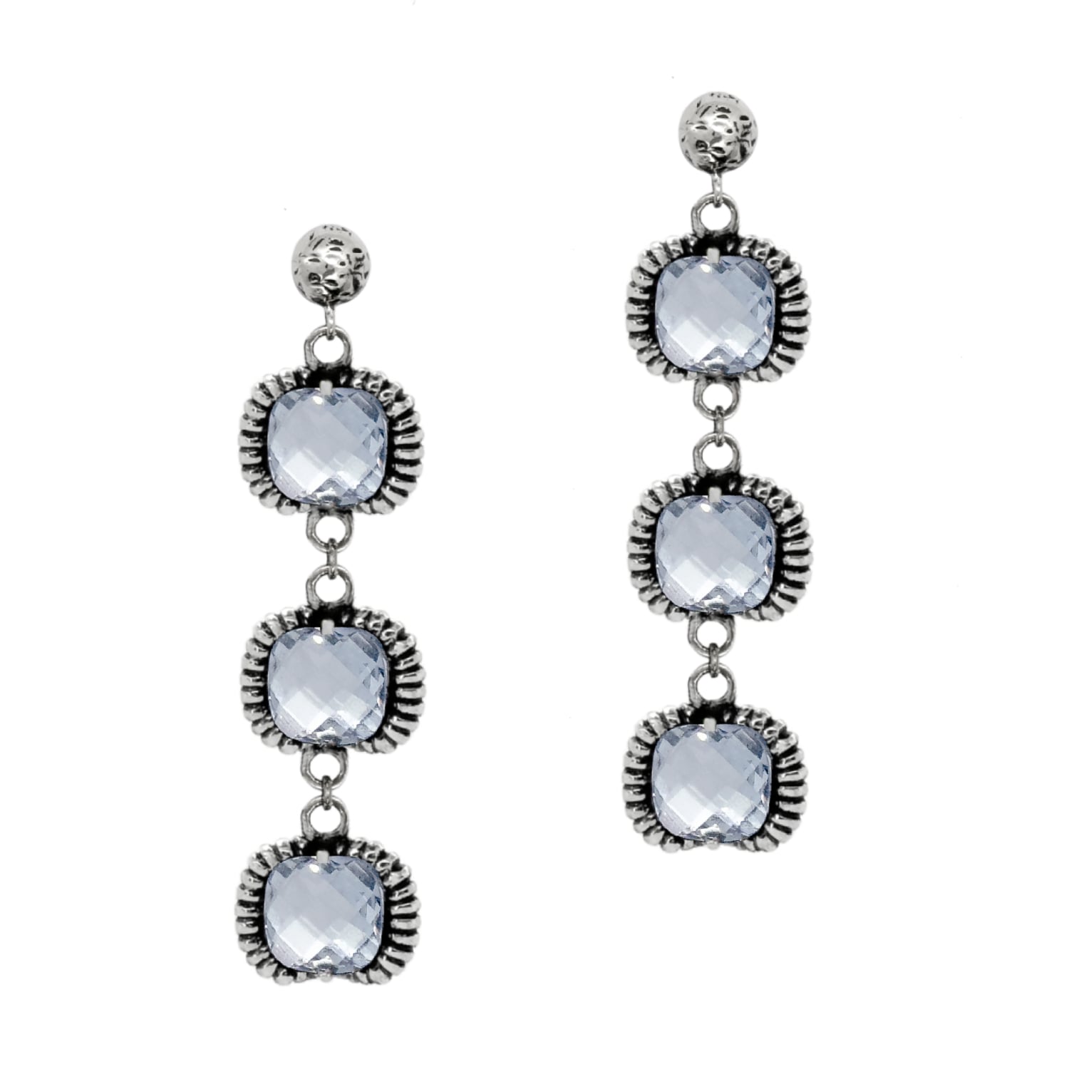 Unaloe Women's Super Fantasy Earrings Silver– Timeless Elegance With Three Blue Crystal