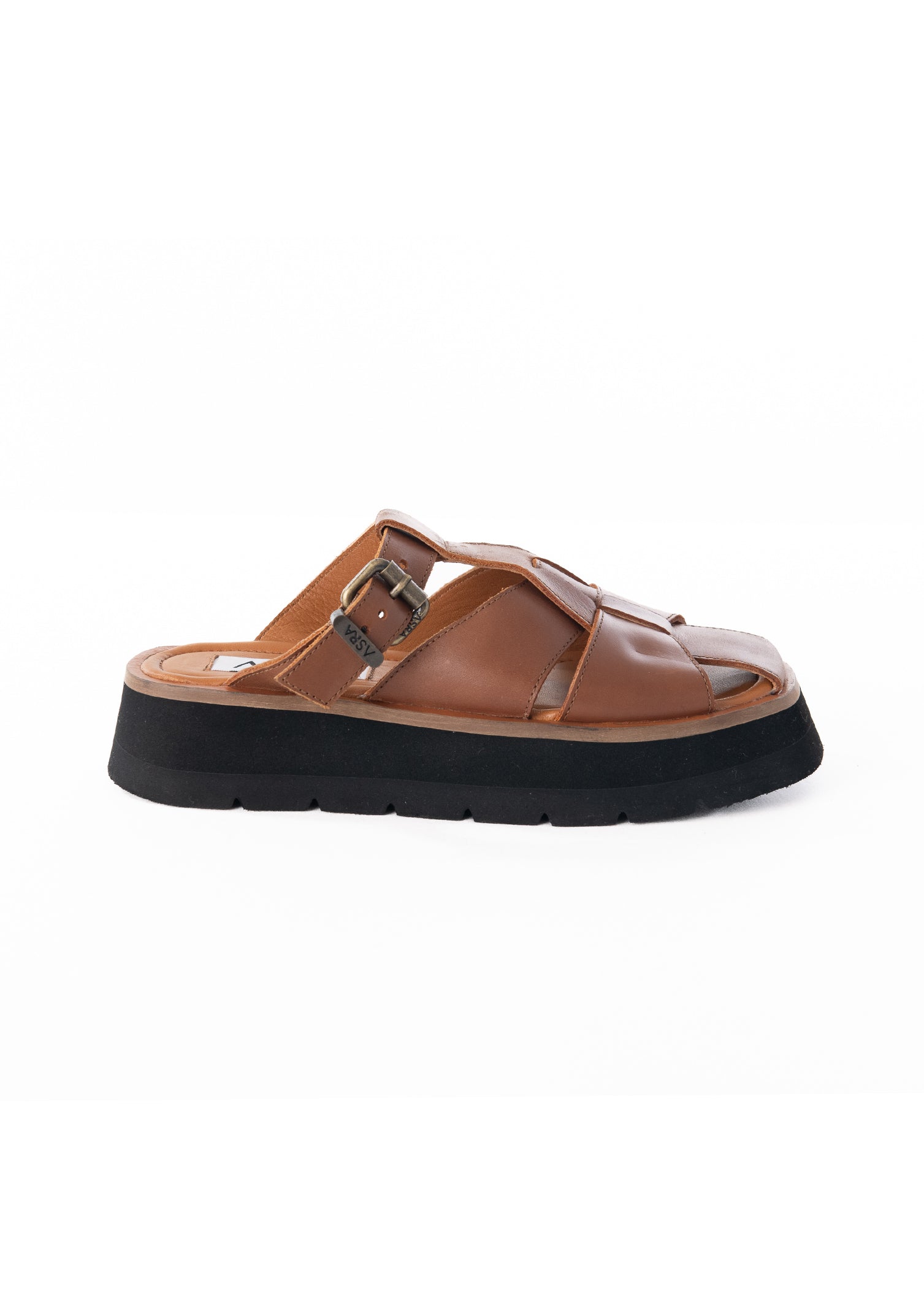 Asra Women's Brown Magnolia - Tan Leather Chunky Sandal