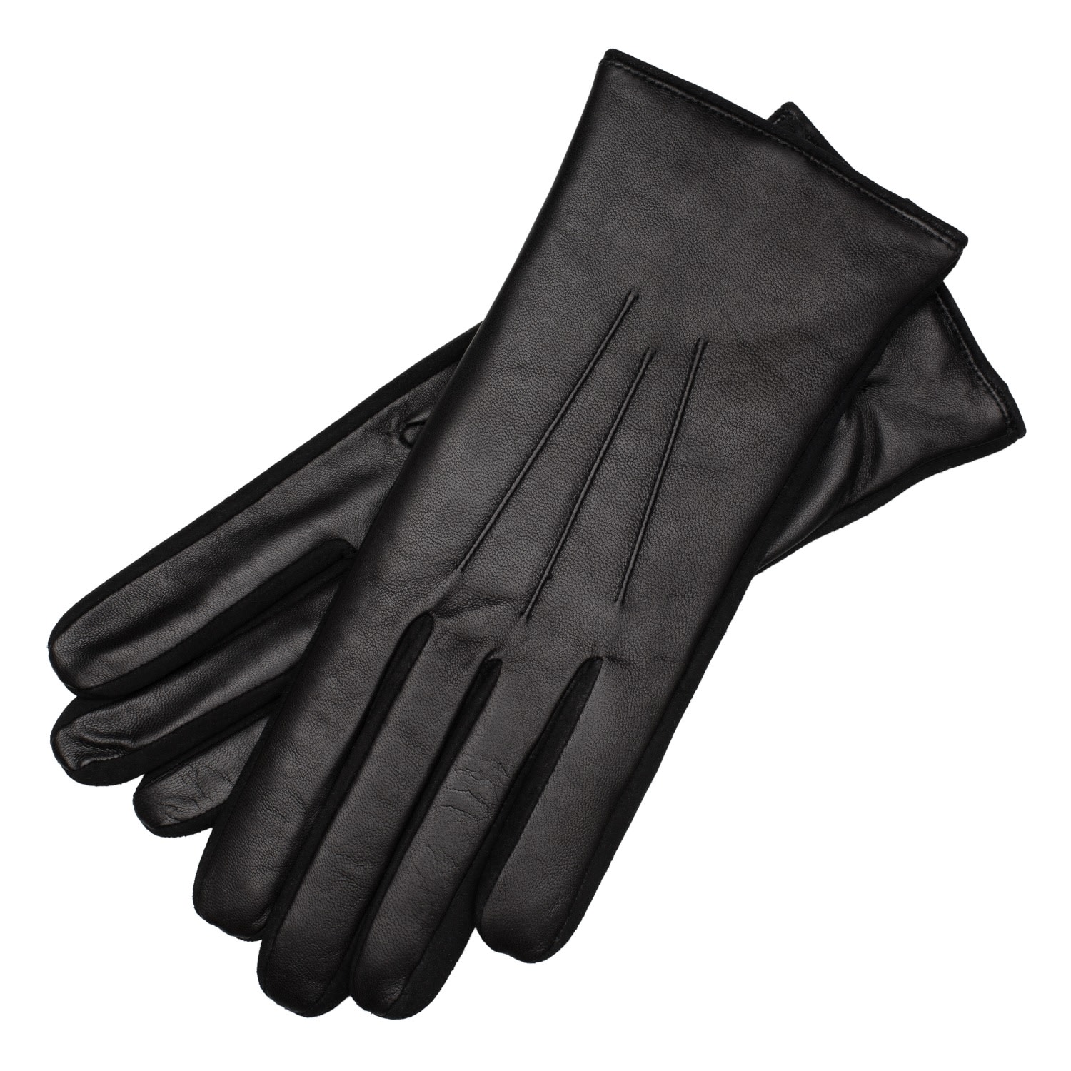 Hand Made Women’s Gloves - Nappa & Suede In Black 7" 1861 Glove Manufactory