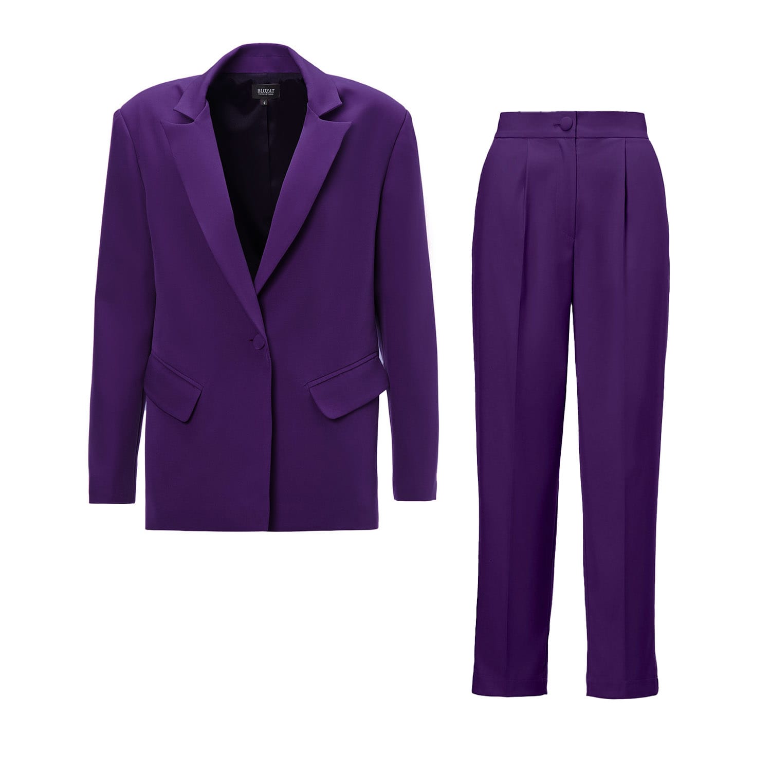 Purple Suit With Regular Blazer And Cropped Trousers by BLUZAT