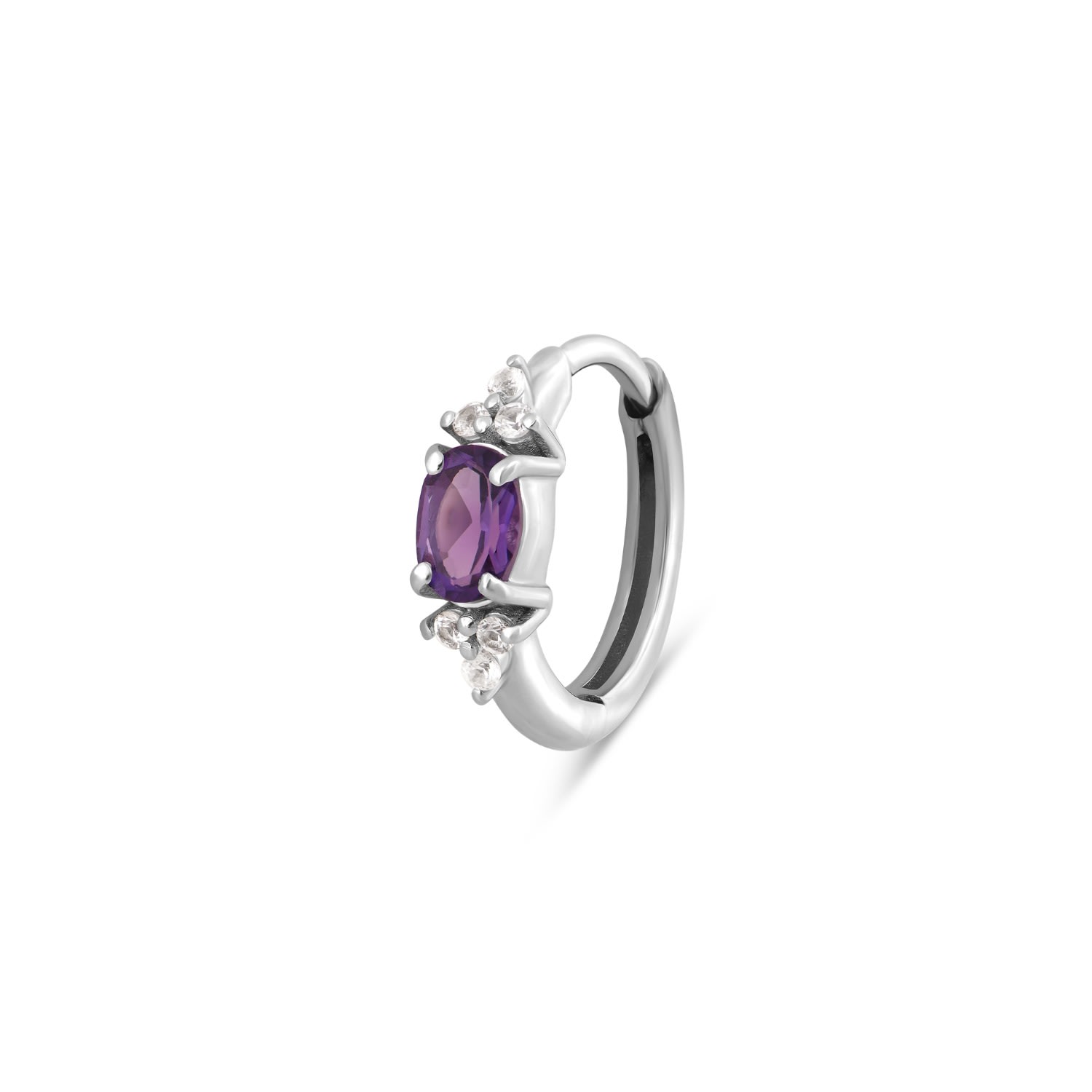 Zohreh V. Jewellery Women's Pink / Purple / Neutrals Amethyst & White Sapphire Huggie Hoop Earring Sterling Silver