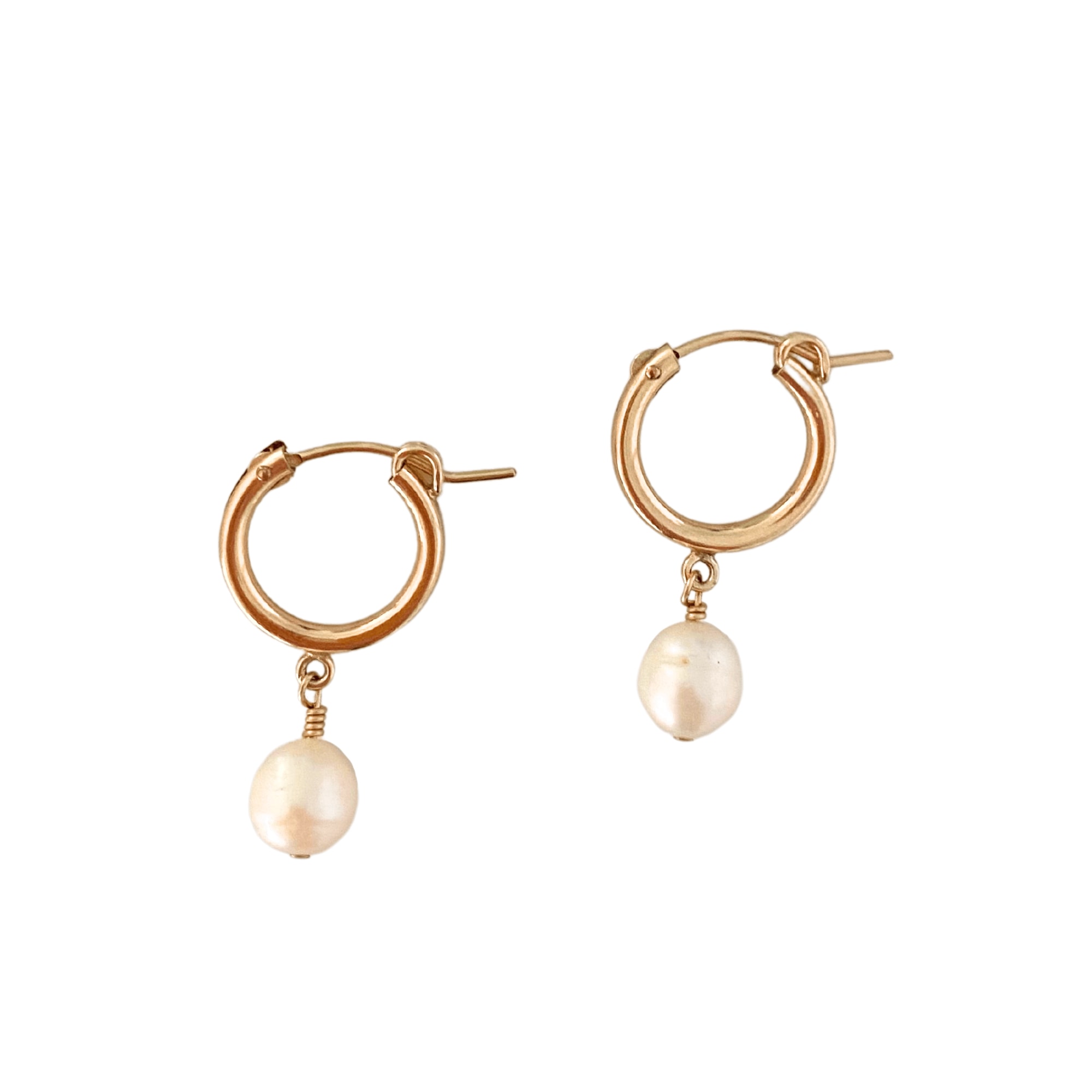 Women's Gold / White Jane Pearl Hoop Earrings | Herself Collections