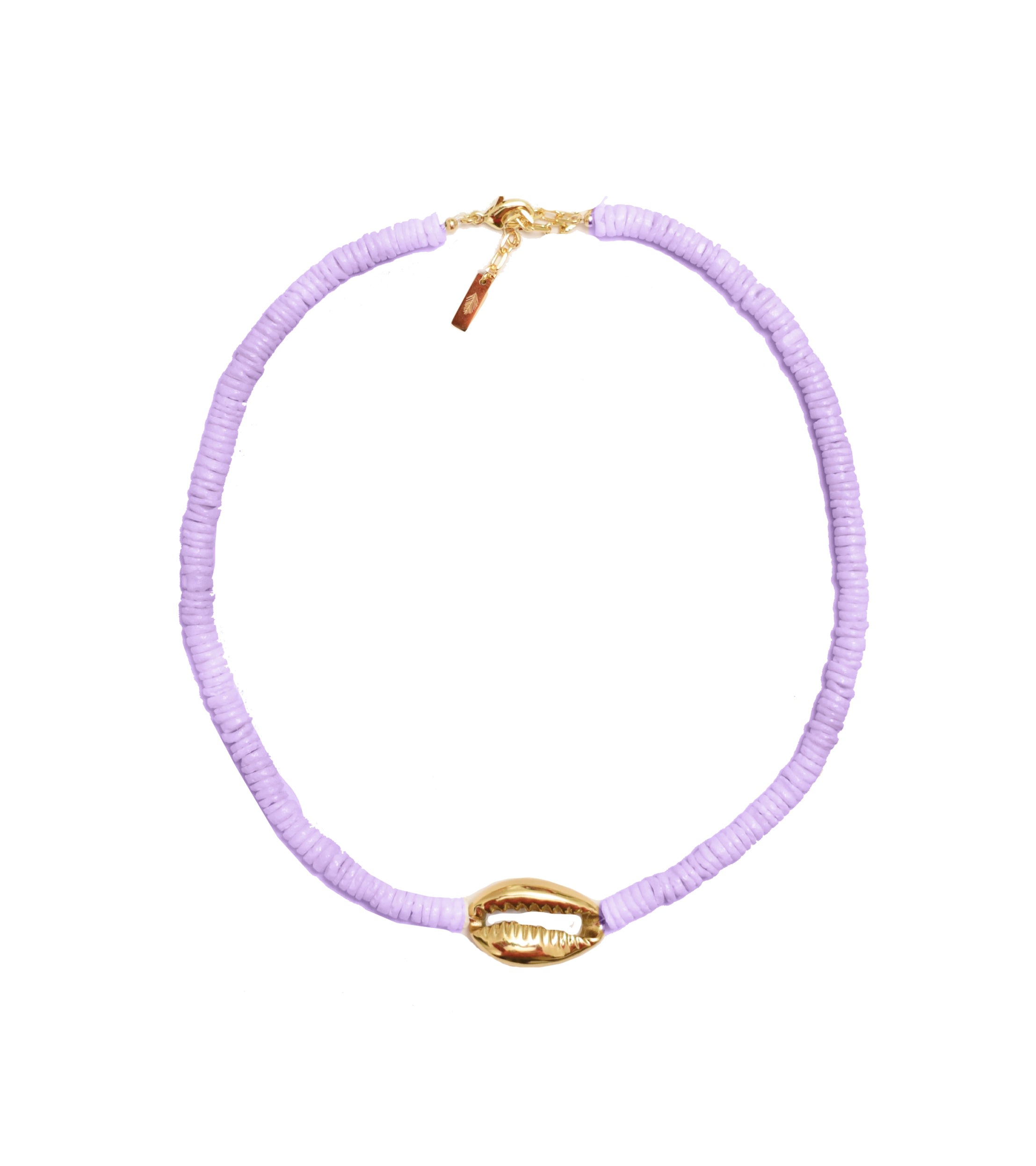 Adriana Pappas Designs Women's Heishi Gold Shell Necklace - Lavender In Multi