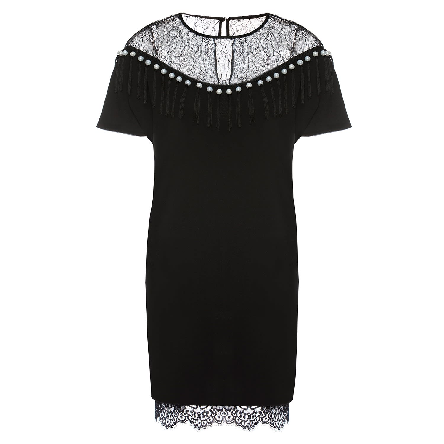 fringe detail lace dress