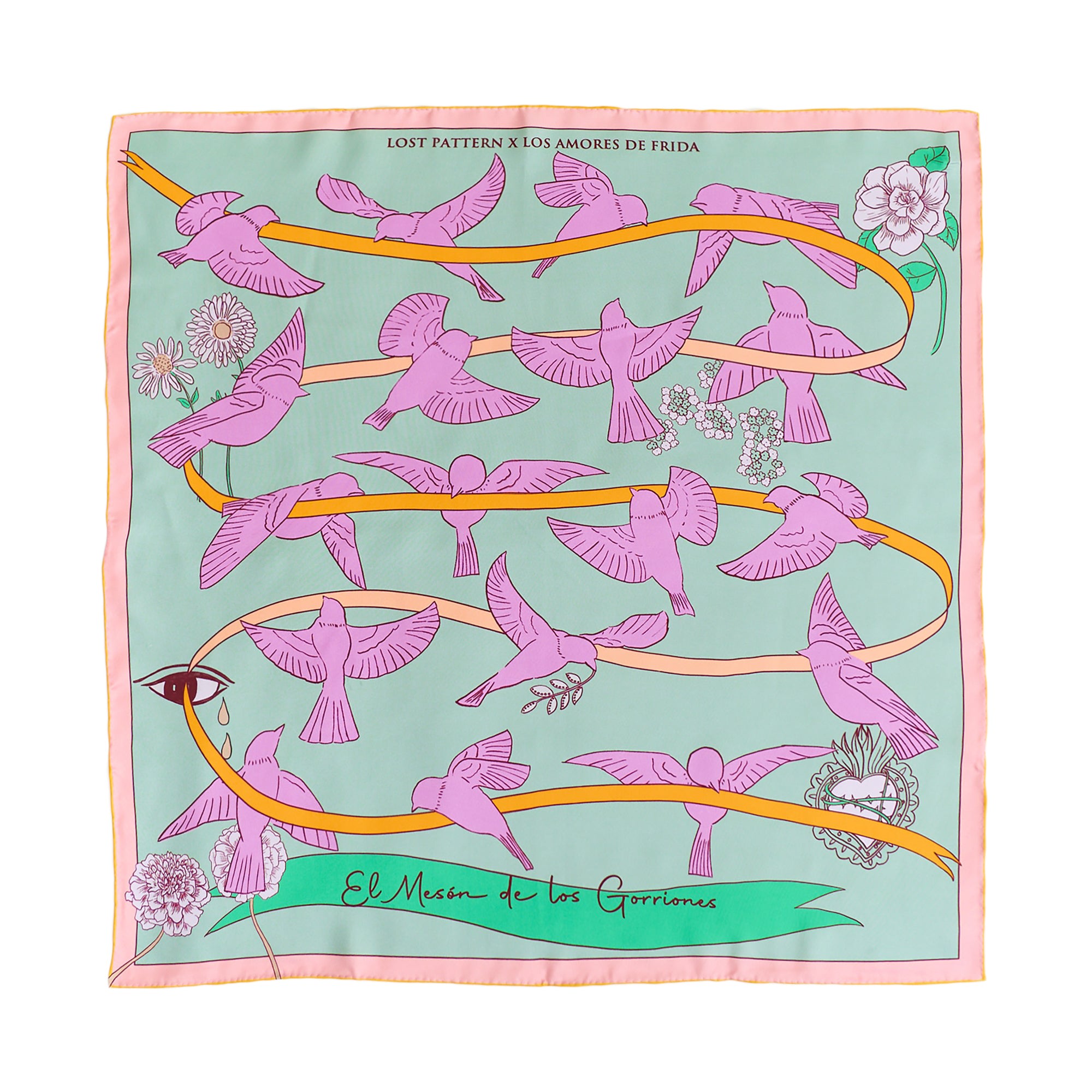 Lost Pattern Nyc Women's Pink / Purple Frida X Lost Pattern "house Of Frida" Silk Bandana Scarf - Pink In Pink/purple