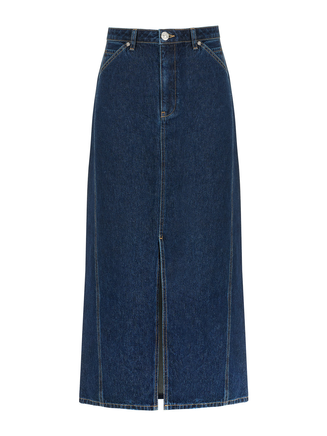 Nocturne Women's Blue Midi Denim Skirt In Brown