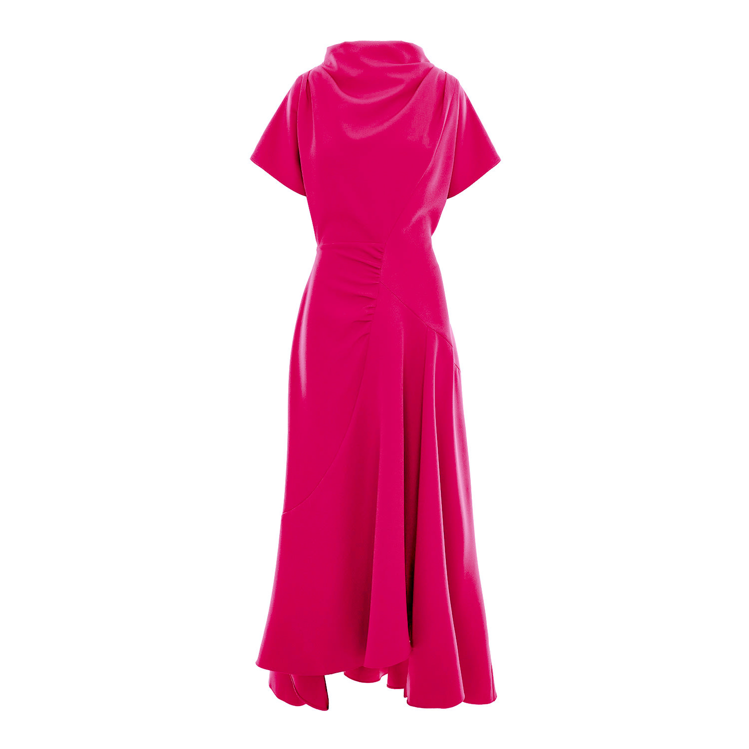 Concept A Trois Women's Pink / Purple Fuchsia Dress With Front Drape And Collar