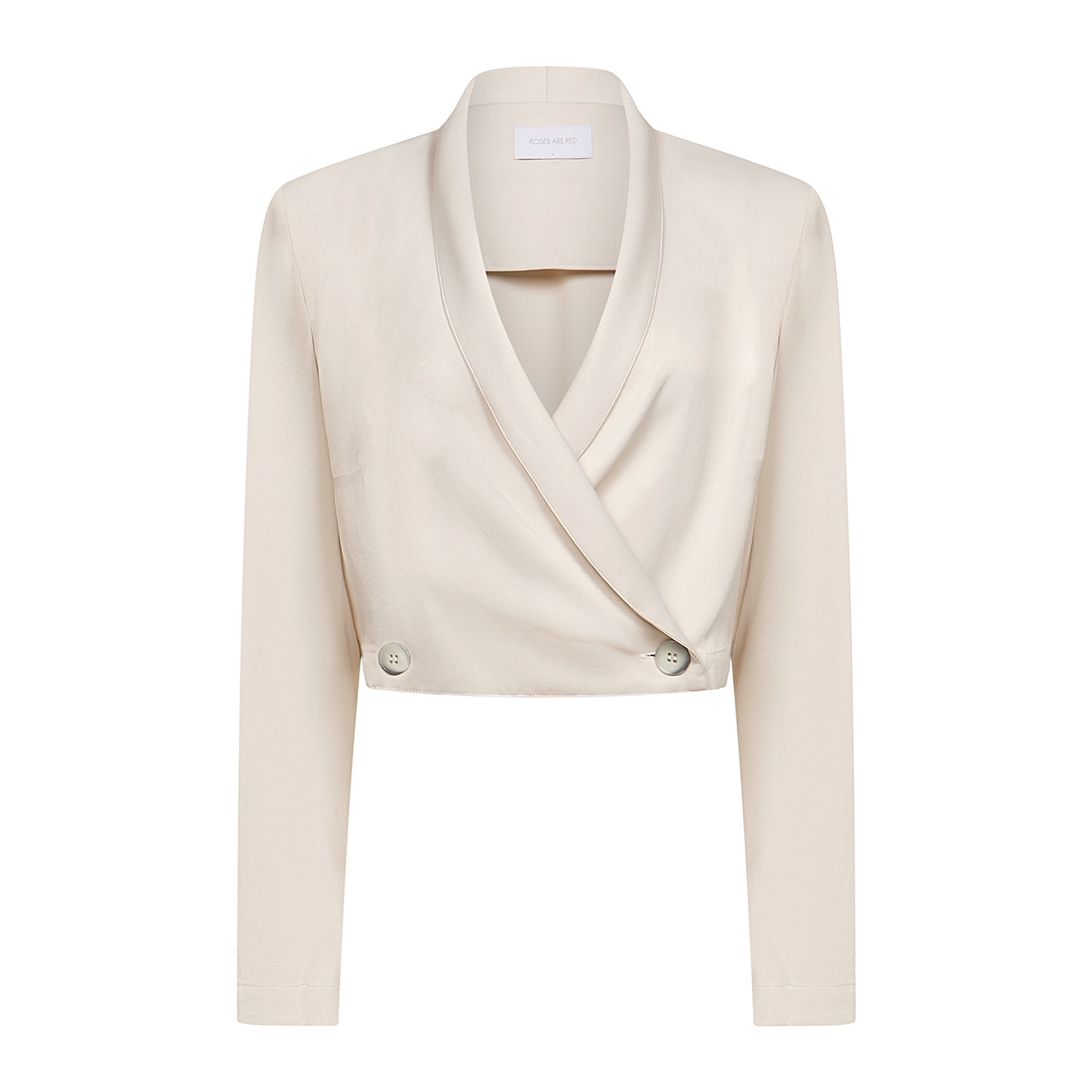 Women’s White Cropped Blazer In Vanilla Large Roses are Red