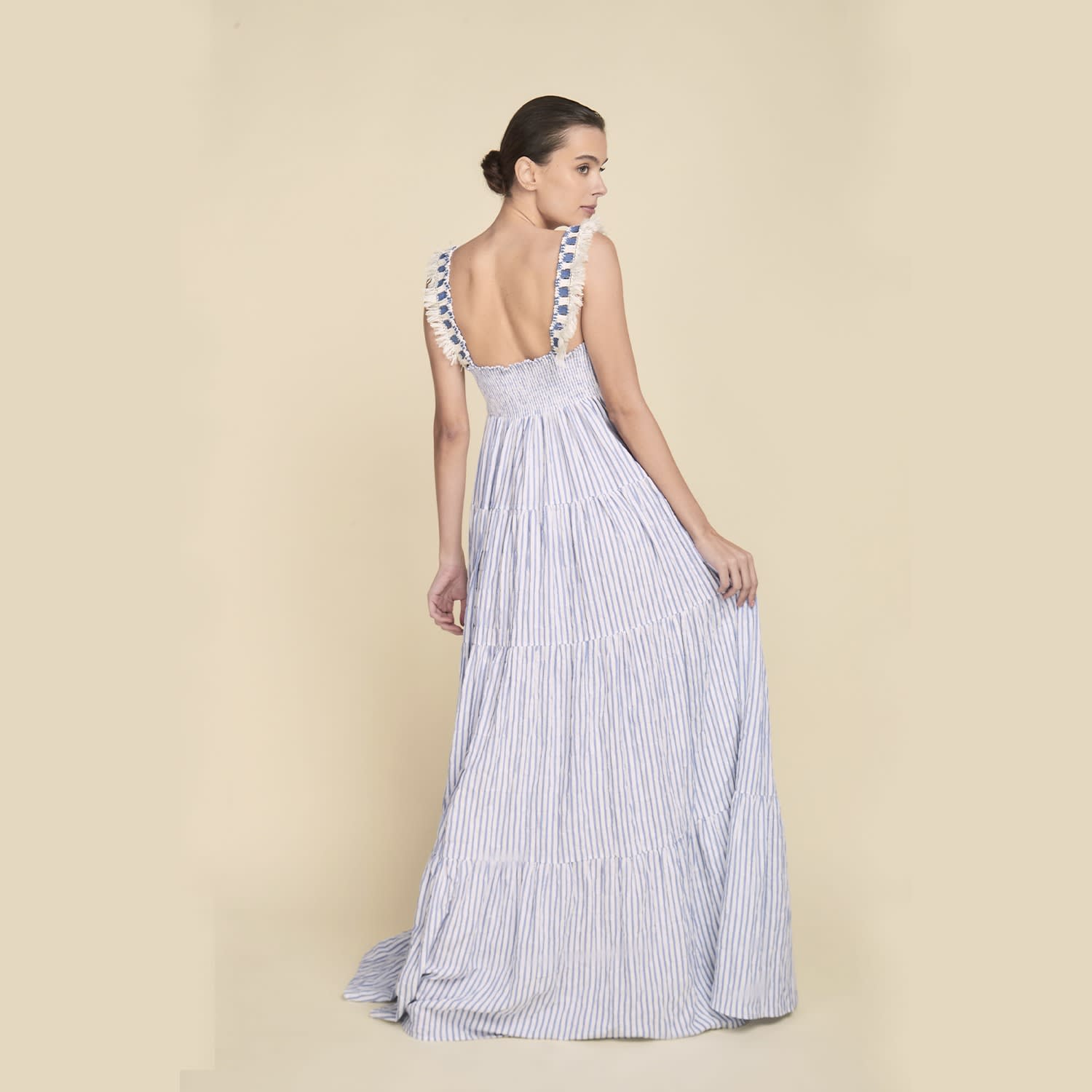 Blue and white striped maxi hot sale