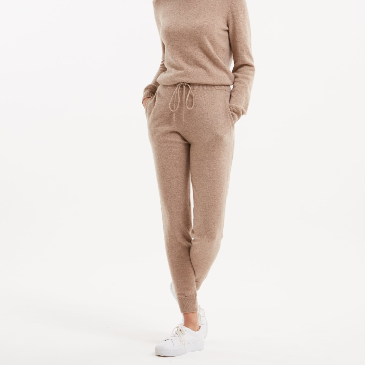 Cherry Cashmere Joggers In Camel | Les 100 Ciels | Wolf & Badger