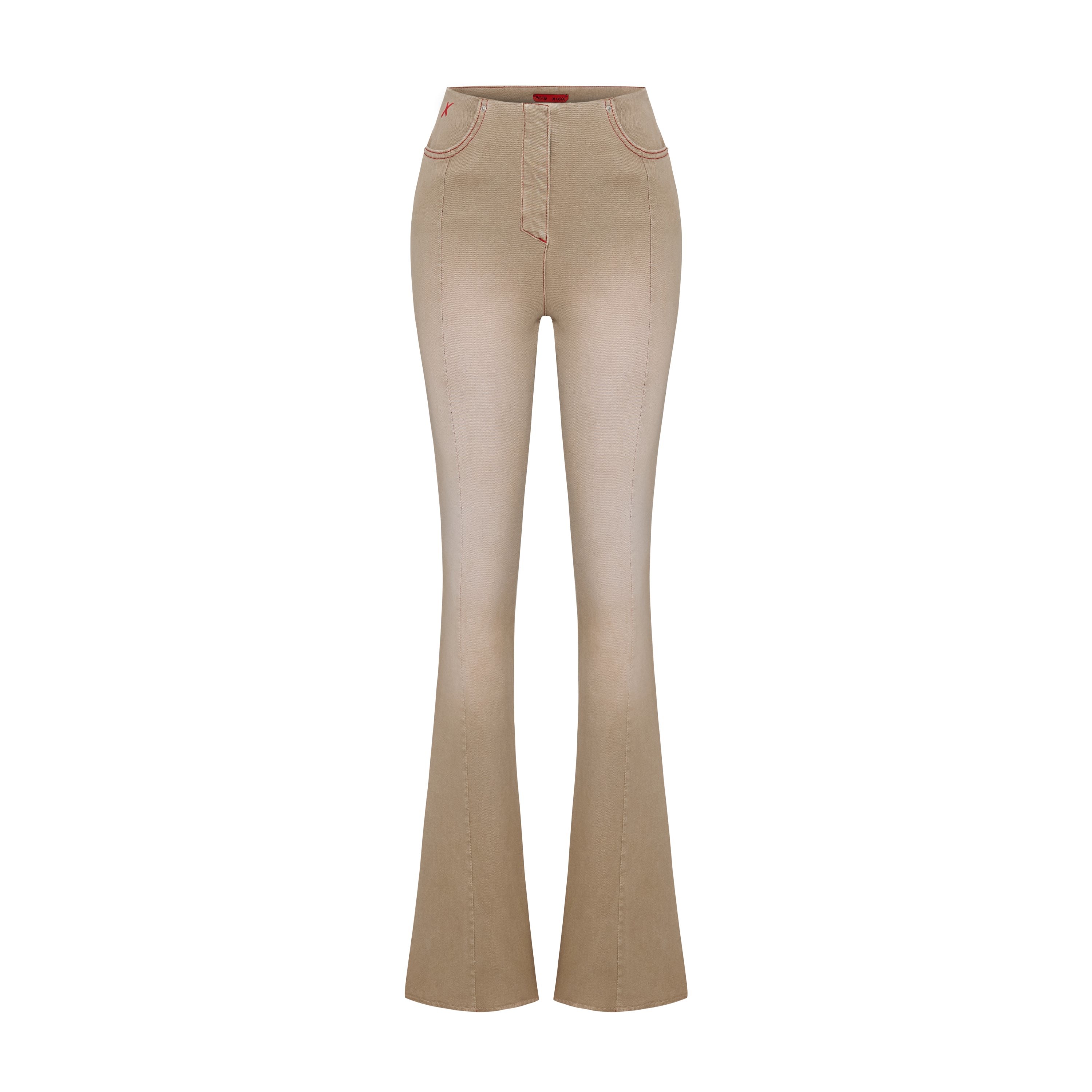 Pcfg Neutrals Cotton Coated Flare Pant - Moon Rock In Brown