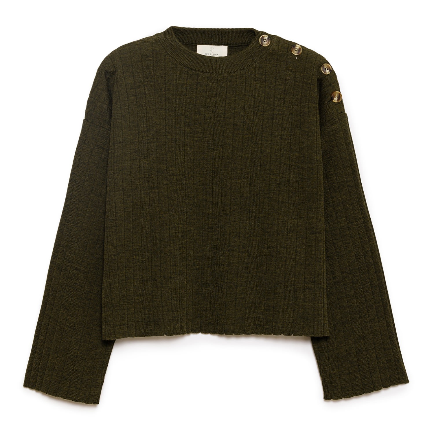 Peraluna Women's Molly Rib-knit Jumper In Dark Green Melange In Green