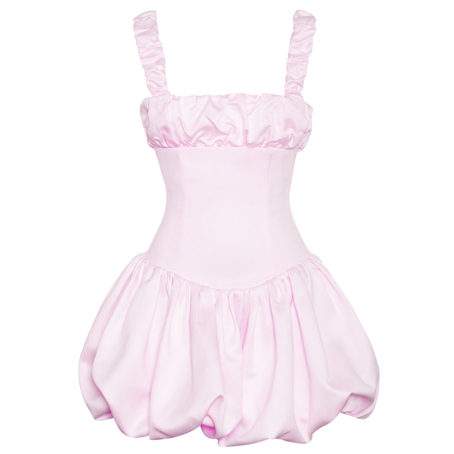 Miss Circle New York Women's Pink / Purple Aubrey Pink Satin Bubble Hem Mini Dress In Pink/purple