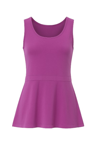 Conquista Pink / Purple Women's A-line Sleeveless Blouse With Contrast Waistband In Purple