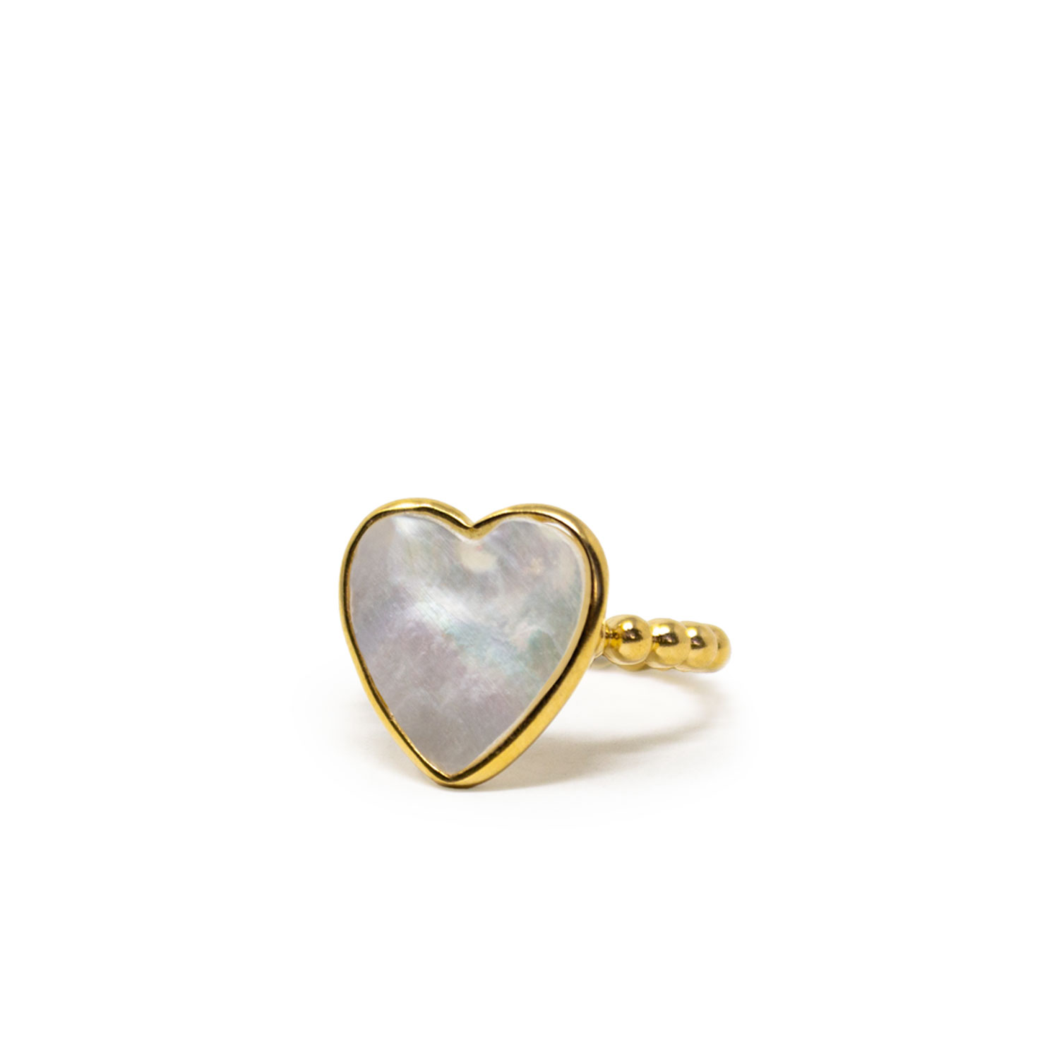 Women’s Gold / White Happy Heart Pearl Stacking Ring Vintouch Italy