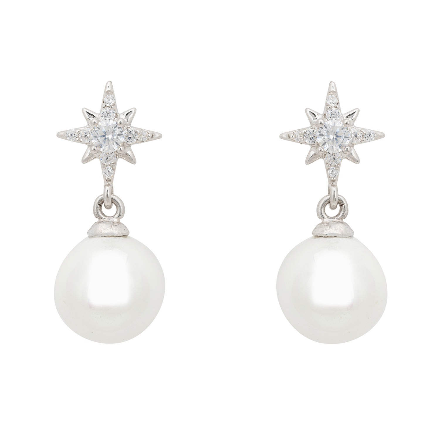 Women’s Silver / White Polaris North Star Pearl Earrings Silver Latelita