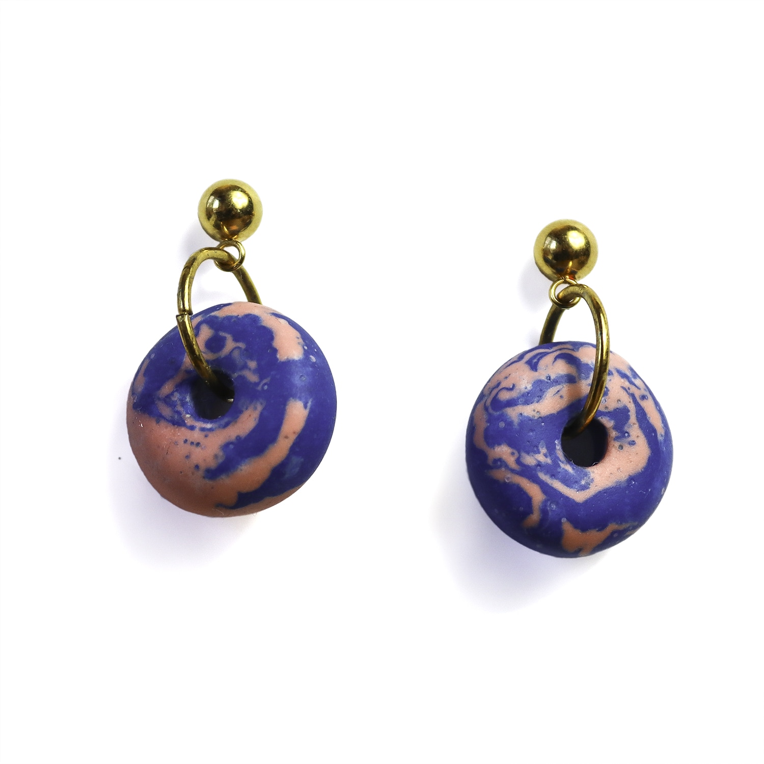 Women’s Blue / Pink / Purple Jesmonite Pink And Blue Mini Doughnut Earrings Tuesday & Co.