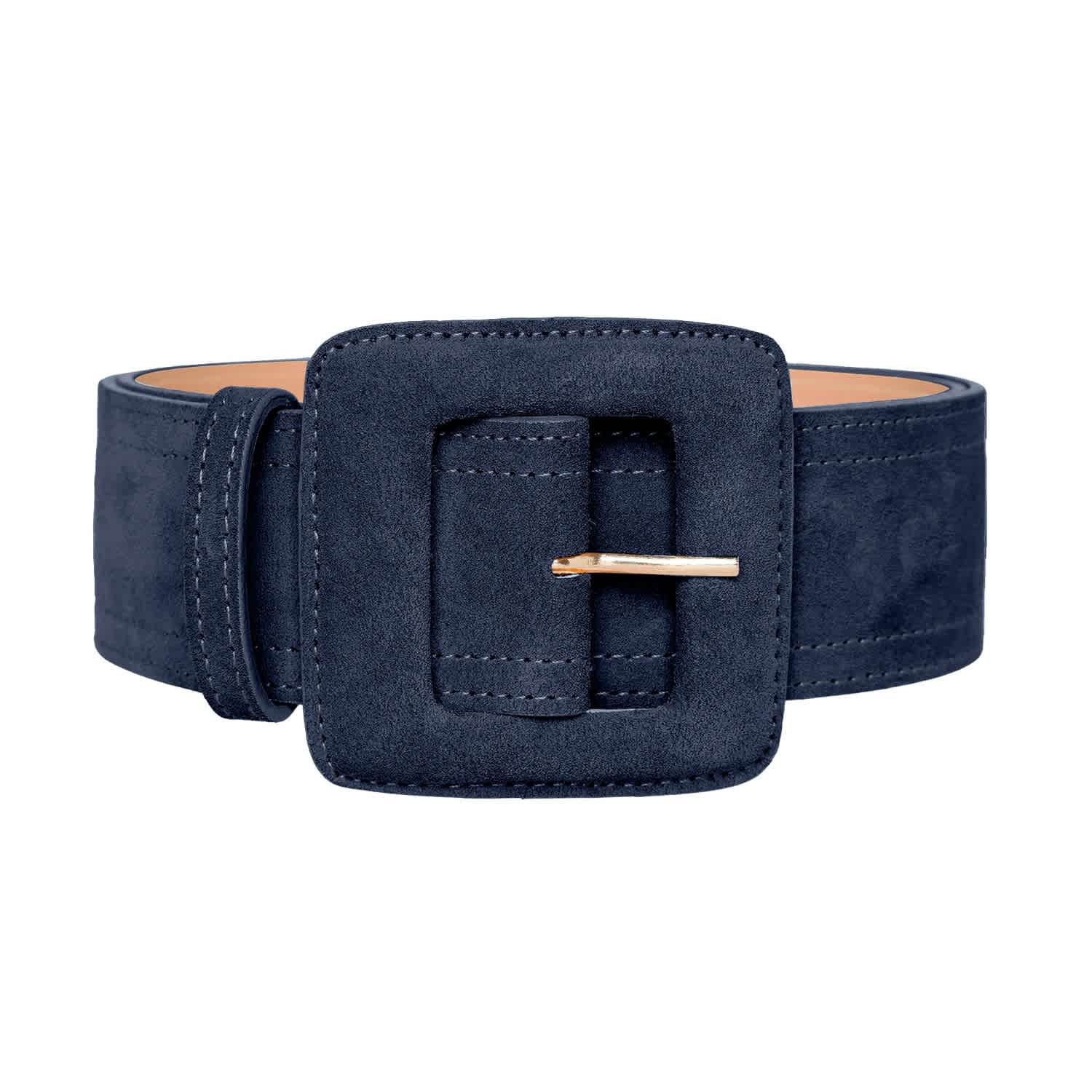 Suede Square Buckle Belt - Navy Blue | BeltBe | Wolf & Badger